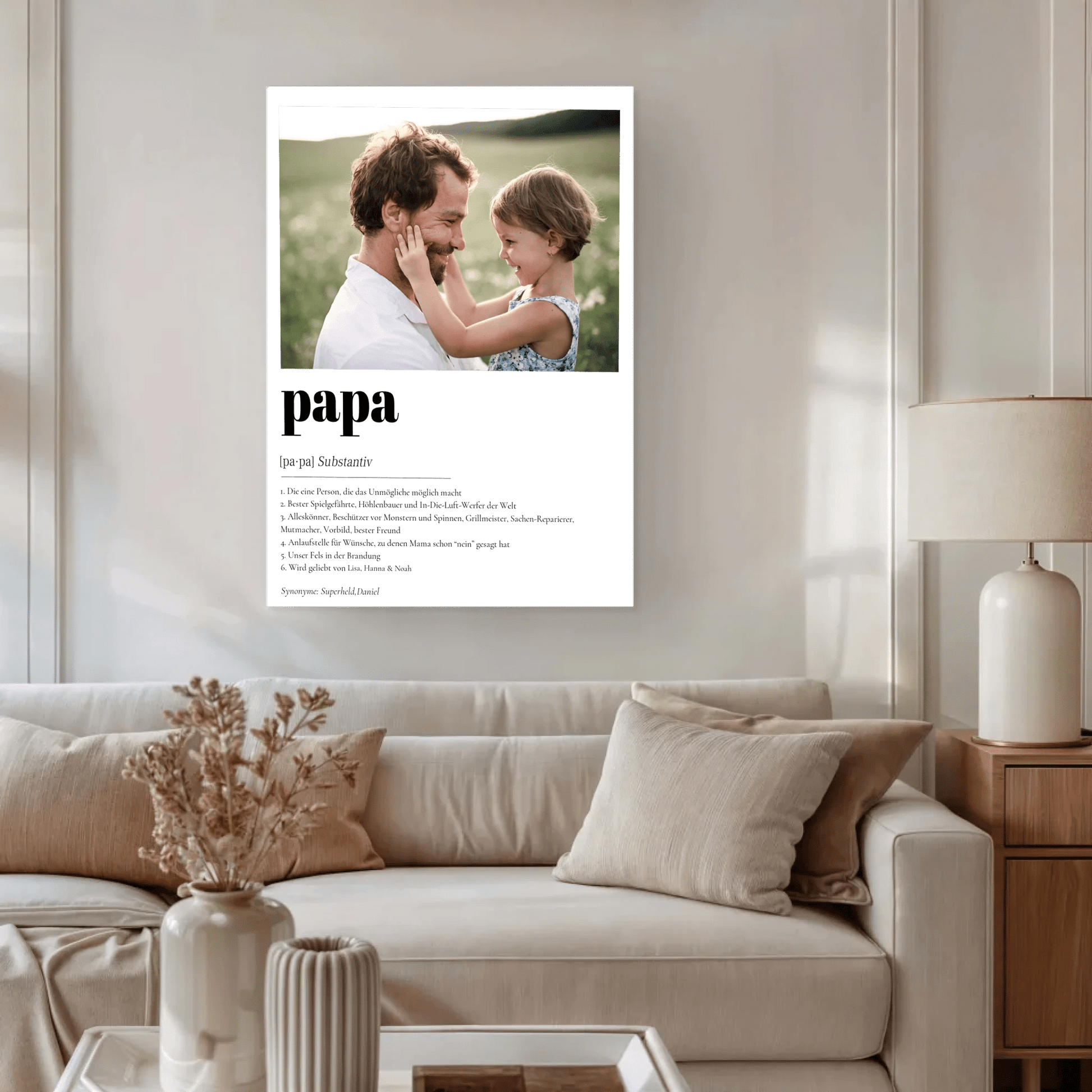 Definition Papa mit Foto No1 - LeinwandGlück