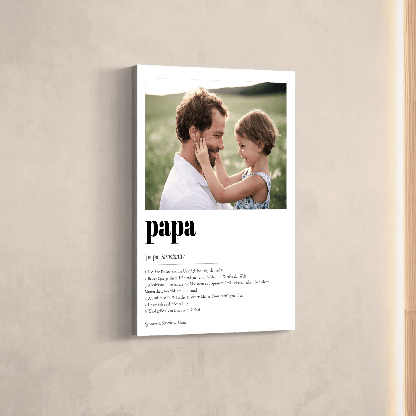 Definition Papa mit Foto No1 - LeinwandGlück