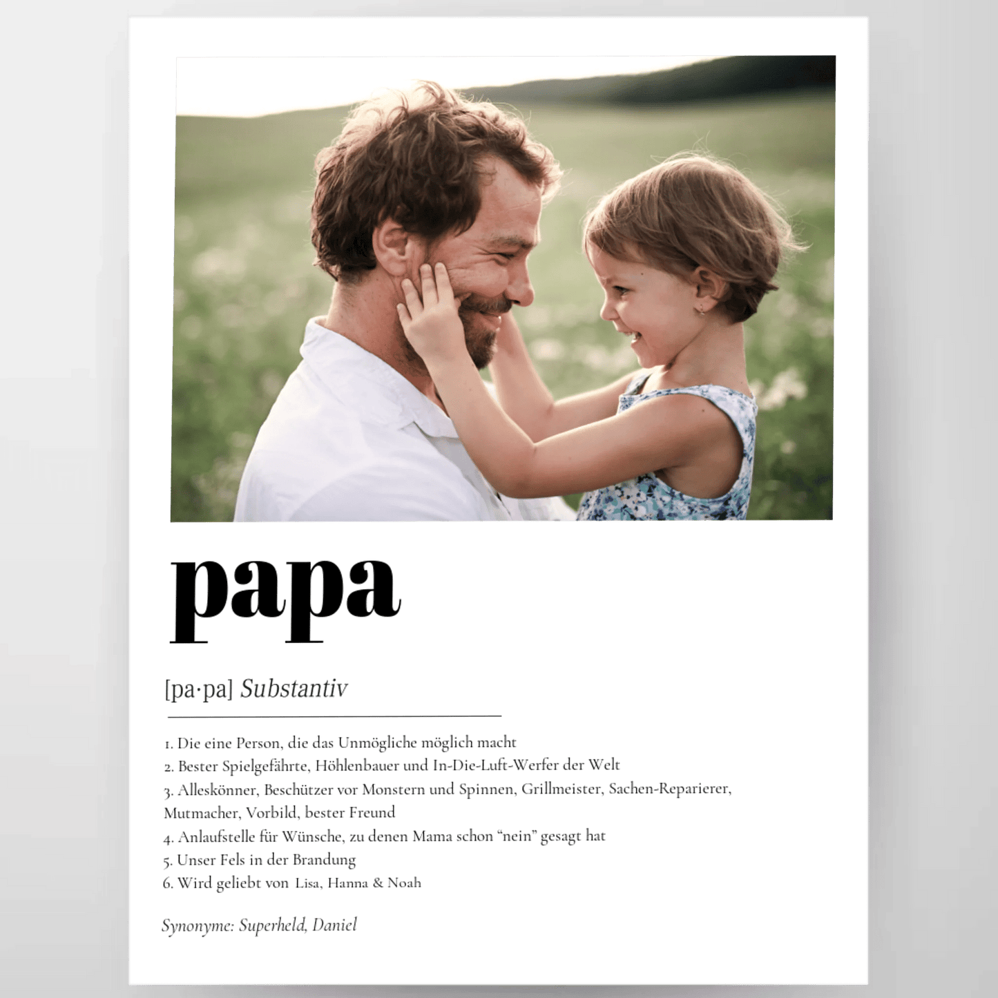 Definition Papa mit Foto No1 - LeinwandGlück