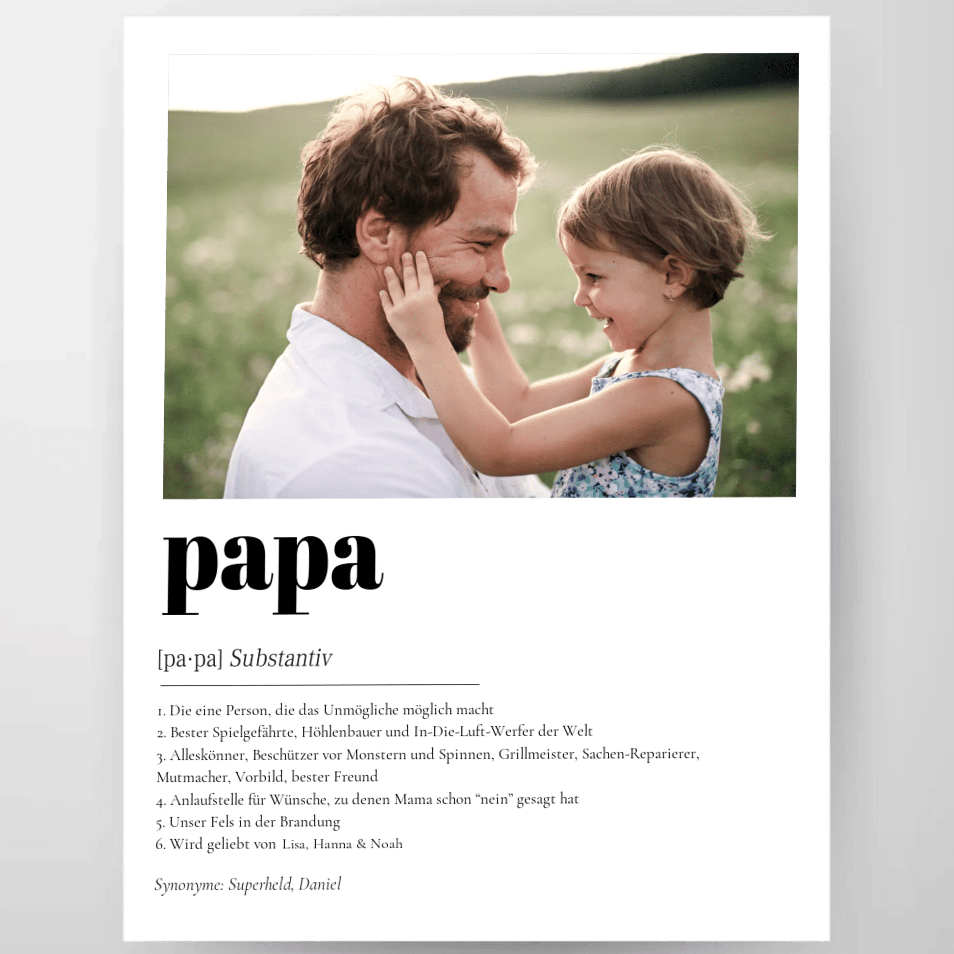 Definition Papa mit Foto No1 - LeinwandGlück