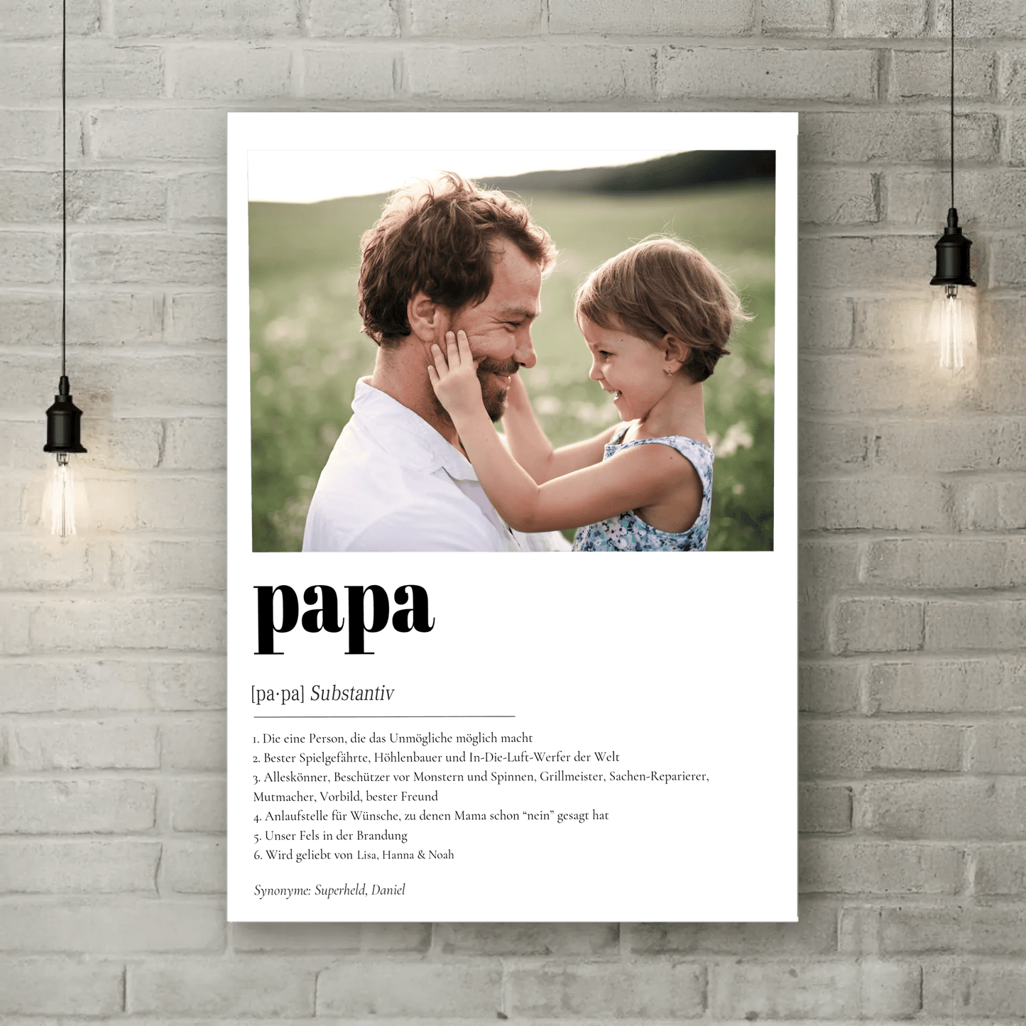 Definition Papa mit Foto No1 - LeinwandGlück