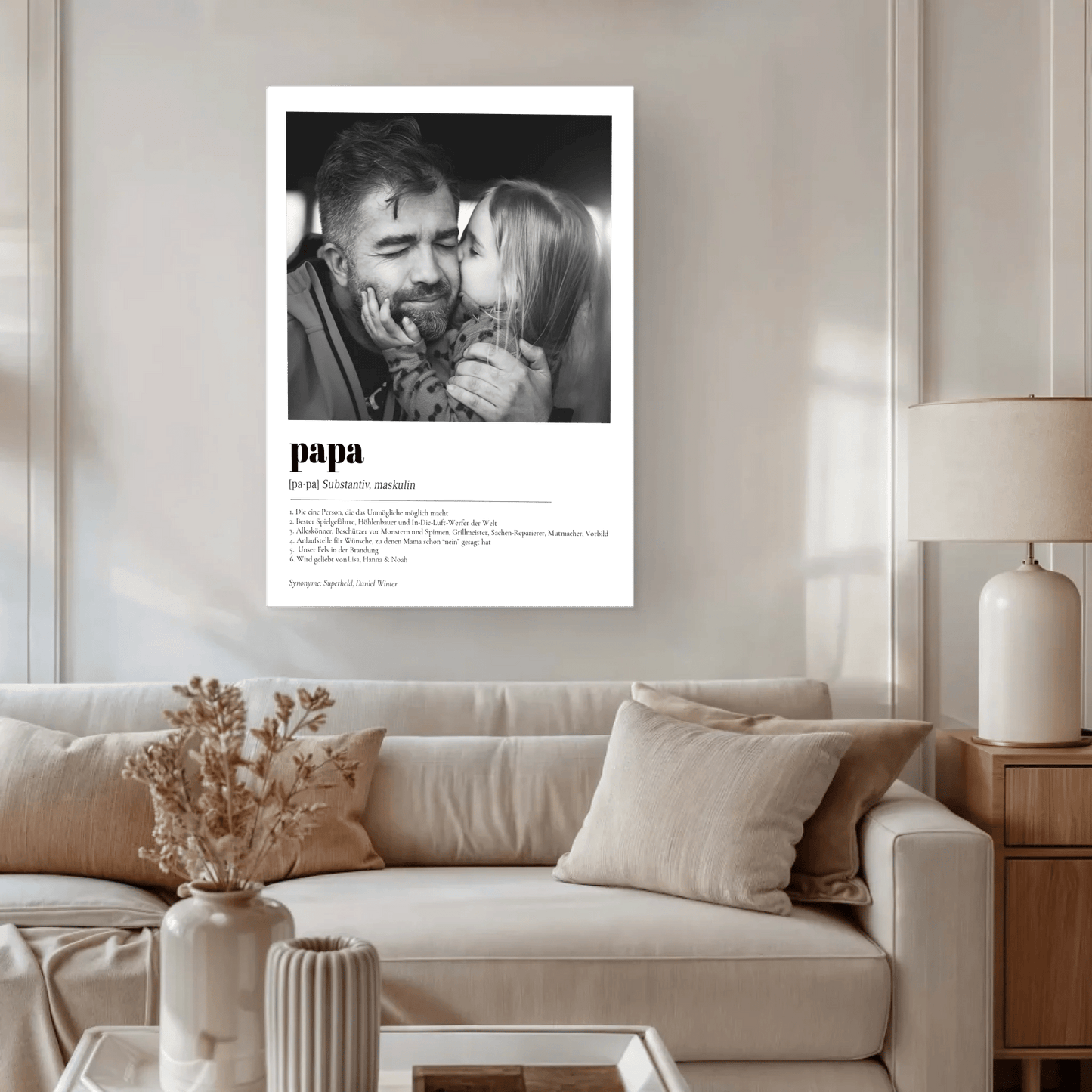 Definition Papa mit Foto No2 - LeinwandGlück