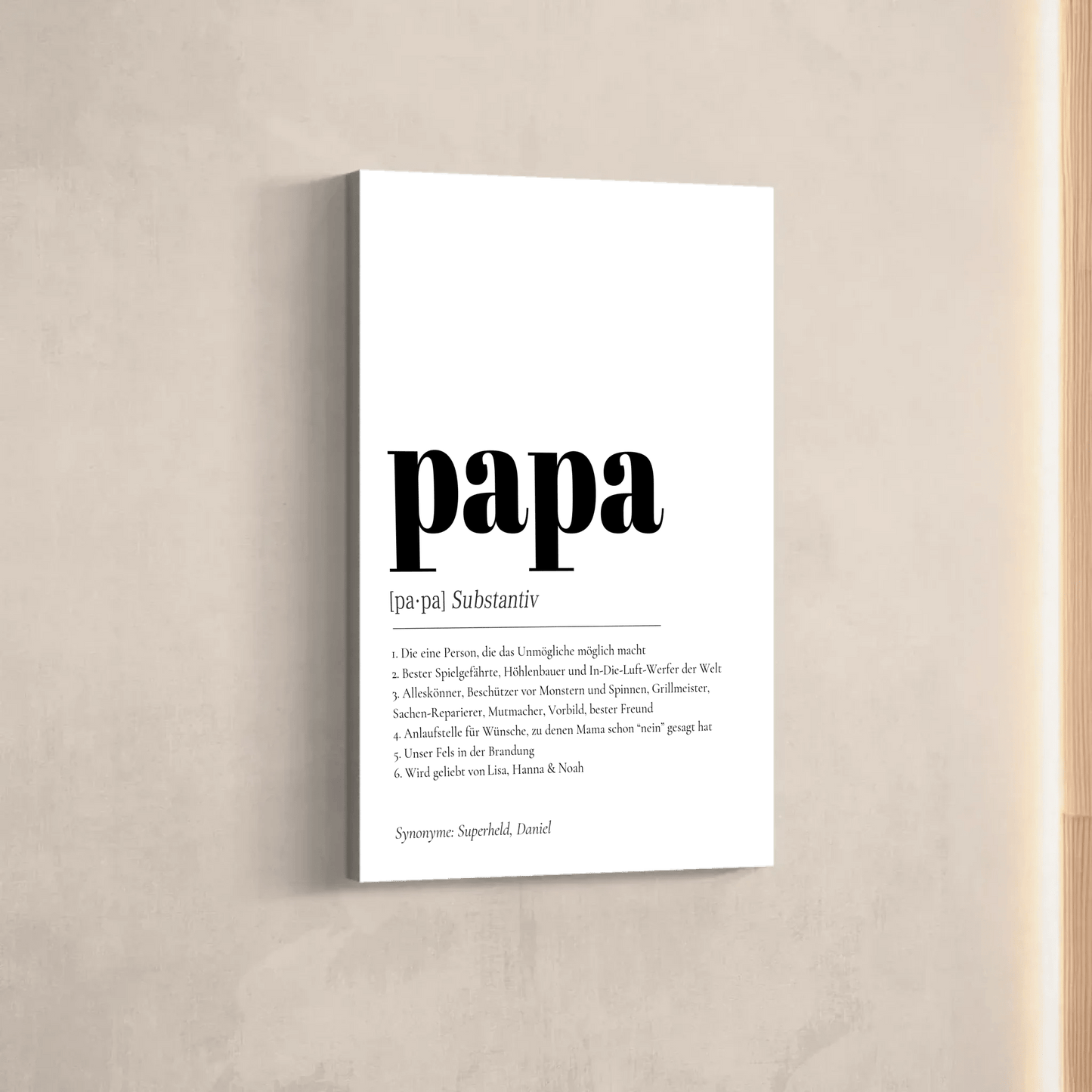 Definition Papa Personalisiert - LeinwandGlück