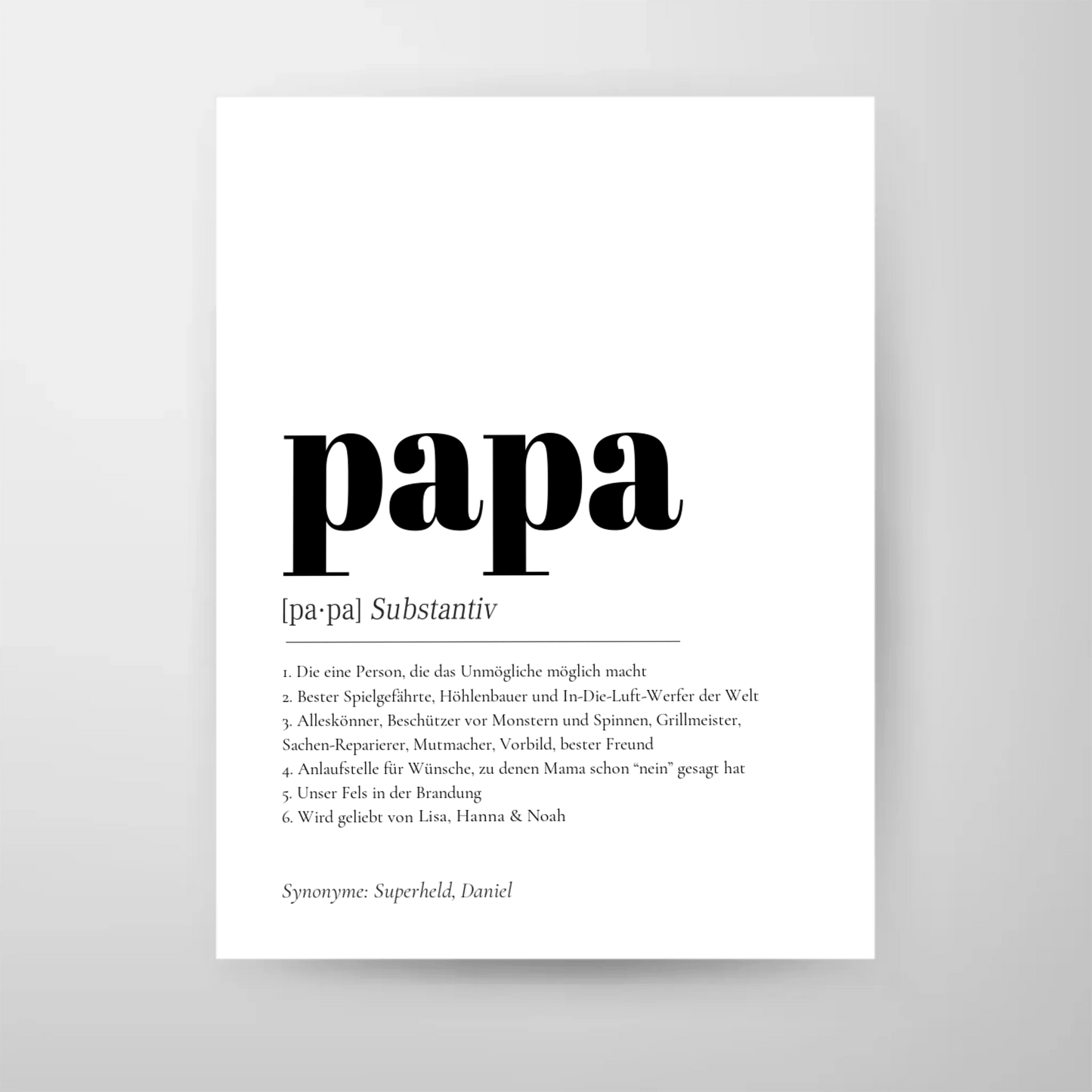 Definition Papa Personalisiert - LeinwandGlück