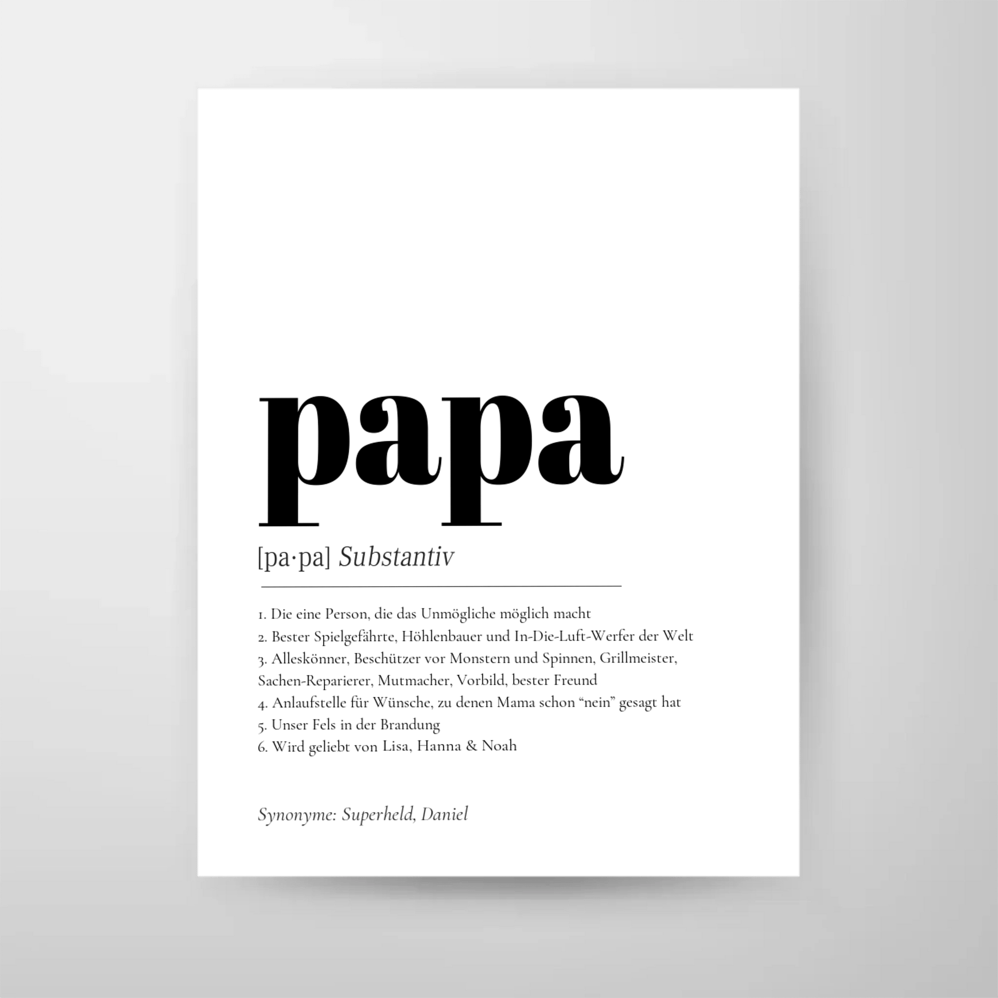 Definition Papa Personalisiert - LeinwandGlück