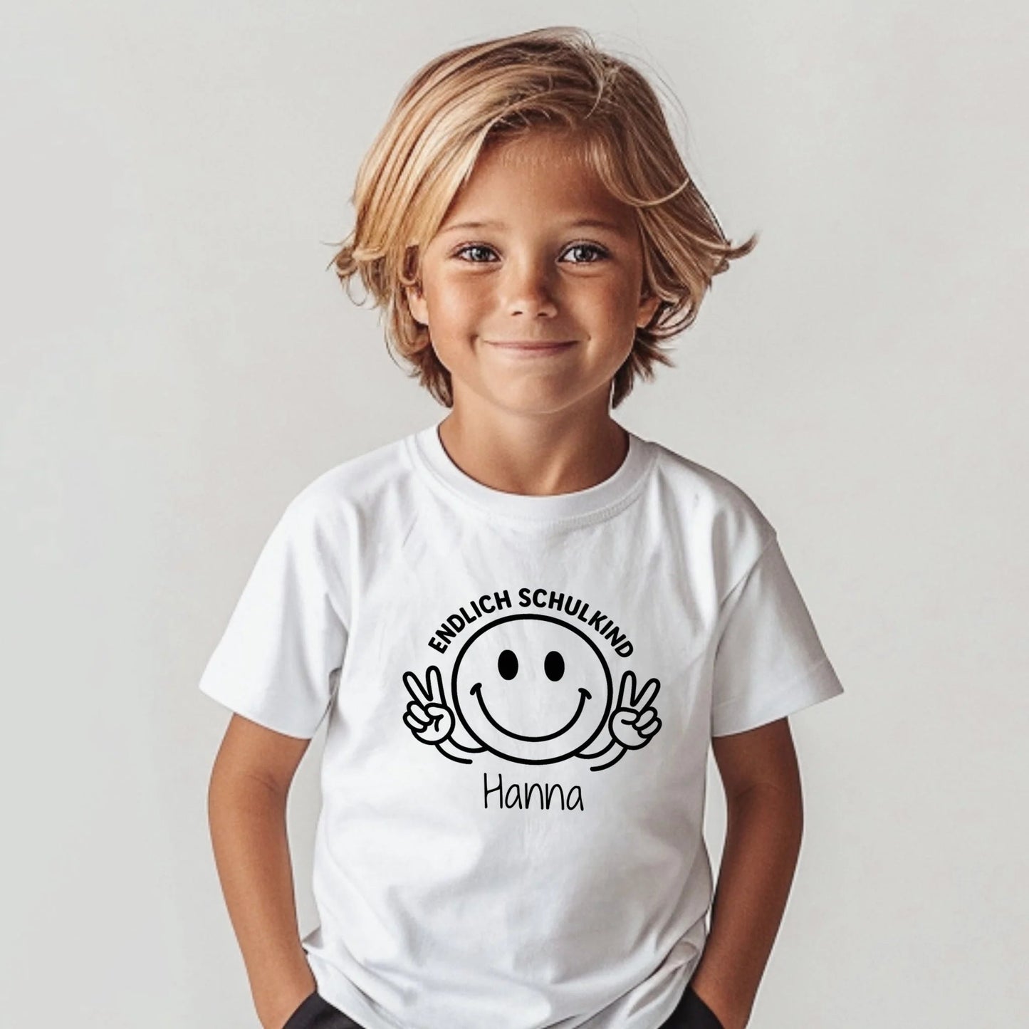 Endlich Schulkind T-Shirt Smiley - LeinwandGlück
