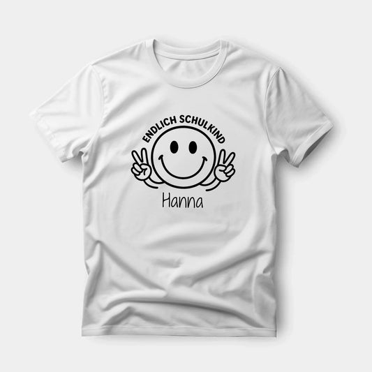 Endlich Schulkind T-Shirt Smiley - LeinwandGlück