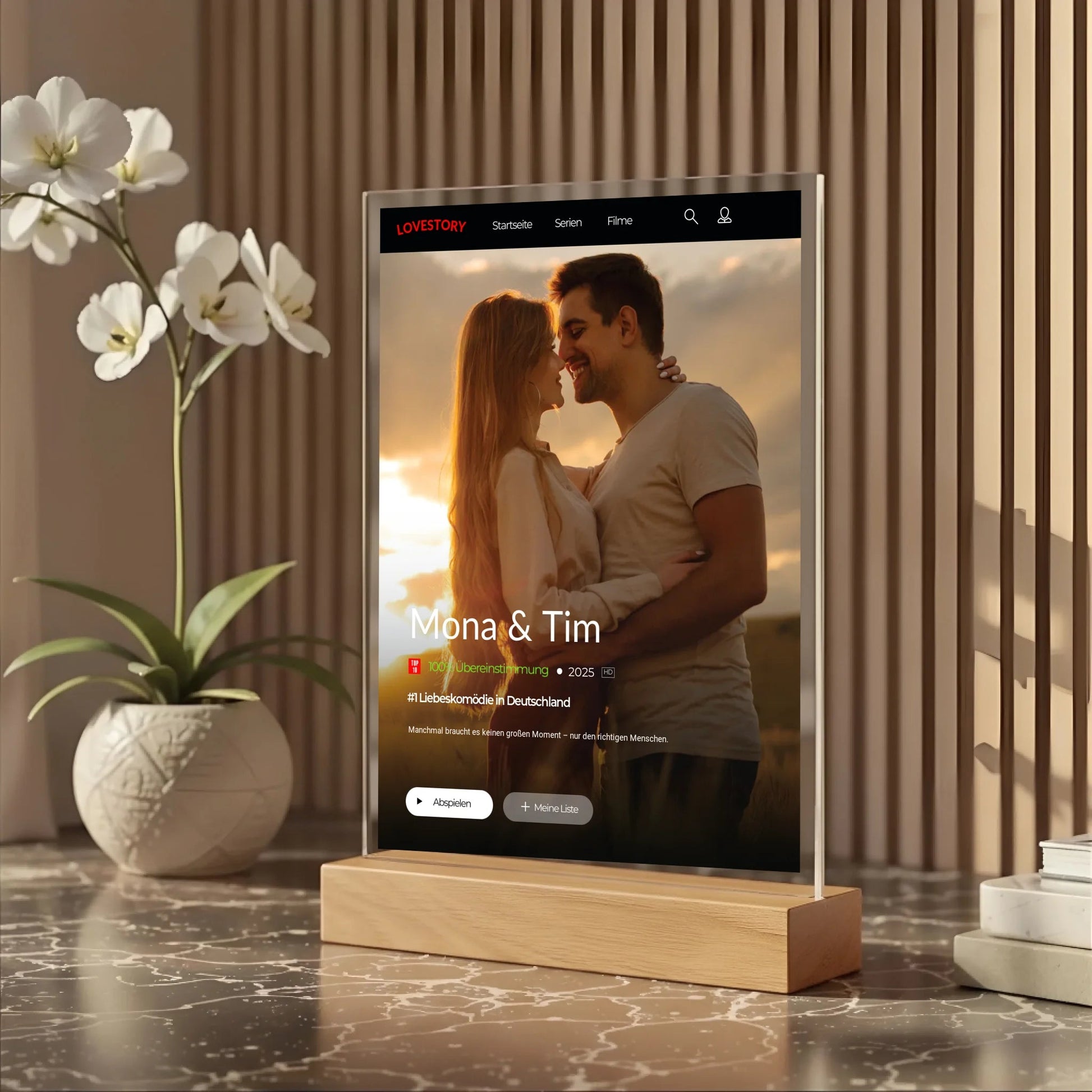 Filmcover "Lovestory" wie bei Netflix aus Acryl - Glas - LeinwandGlück