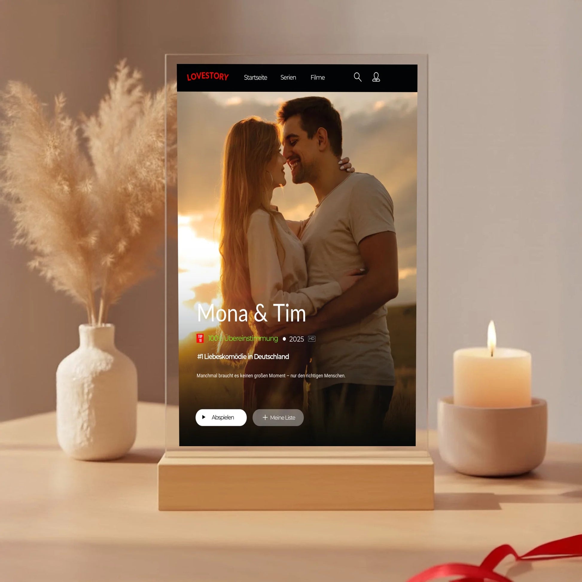 Filmcover "Lovestory" wie bei Netflix aus Acryl - Glas - LeinwandGlück