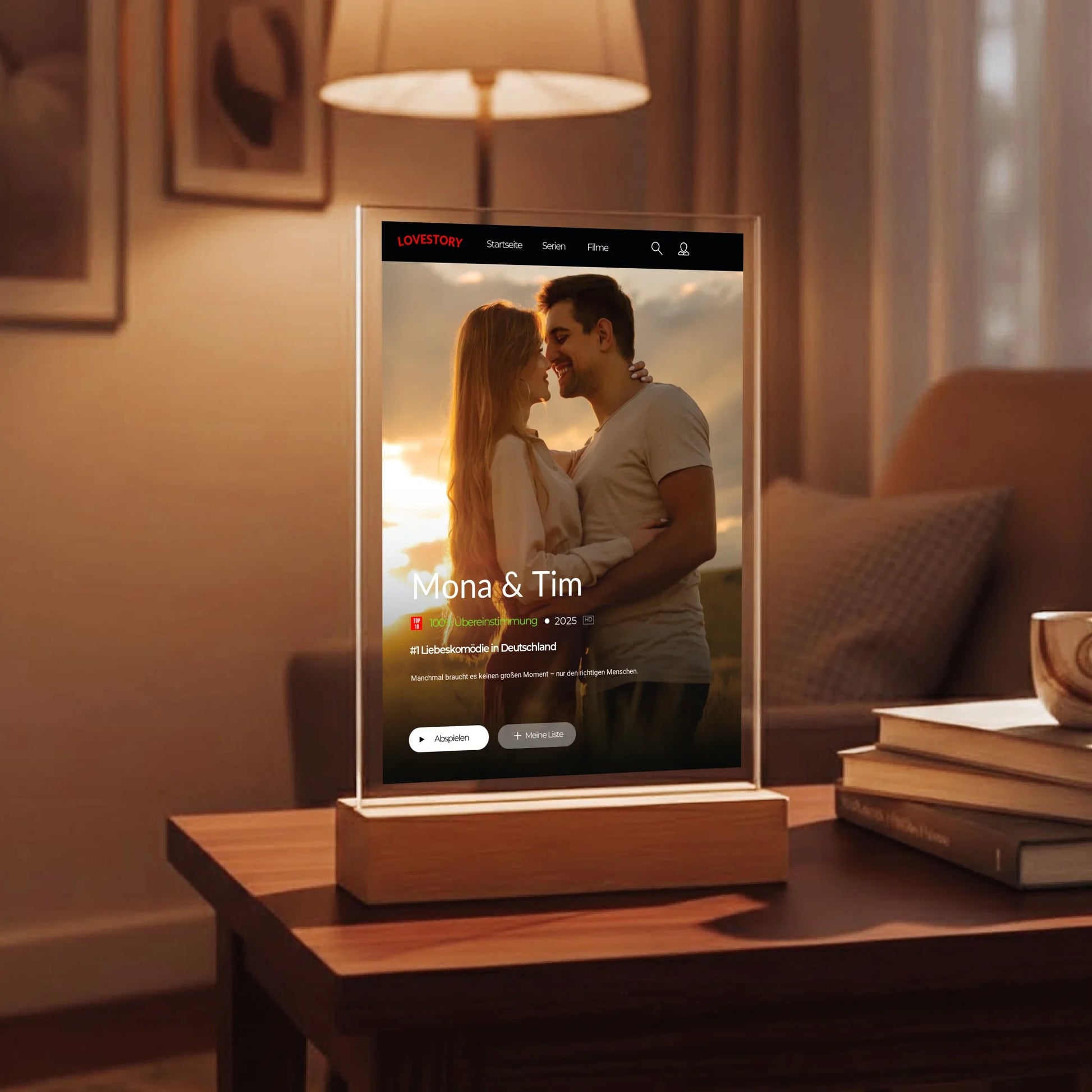 Filmcover "Lovestory" wie bei Netflix aus Acryl - Glas - LeinwandGlück