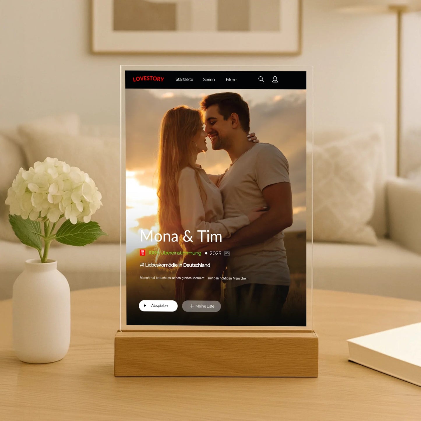 Filmcover "Lovestory" wie bei Netflix aus Acryl - Glas - LeinwandGlück