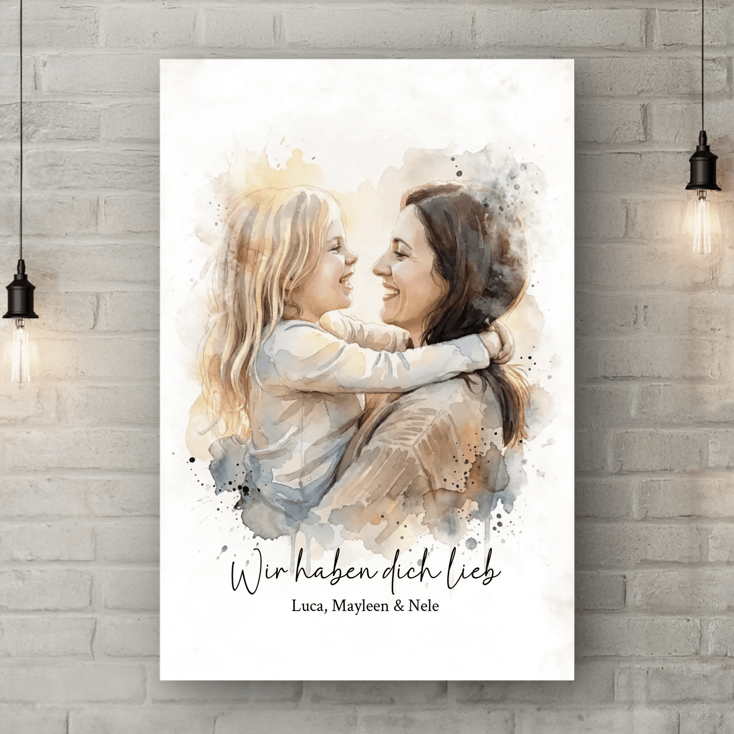 Geschenk für Mama | Euer Foto als Aquarell Leinwand - LeinwandGlück