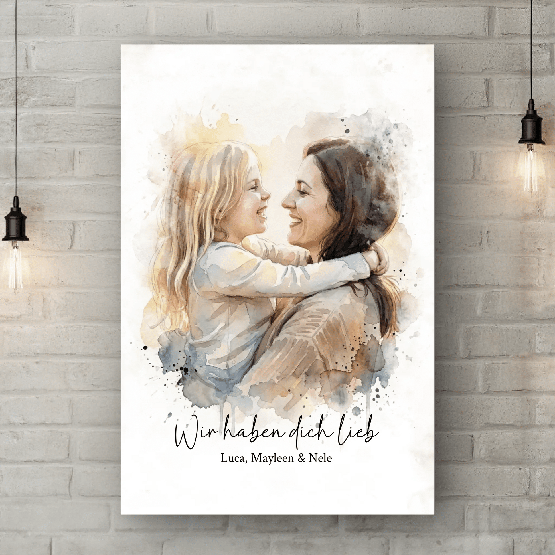 Geschenk für Mama | Euer Foto als Aquarell Leinwand - LeinwandGlück