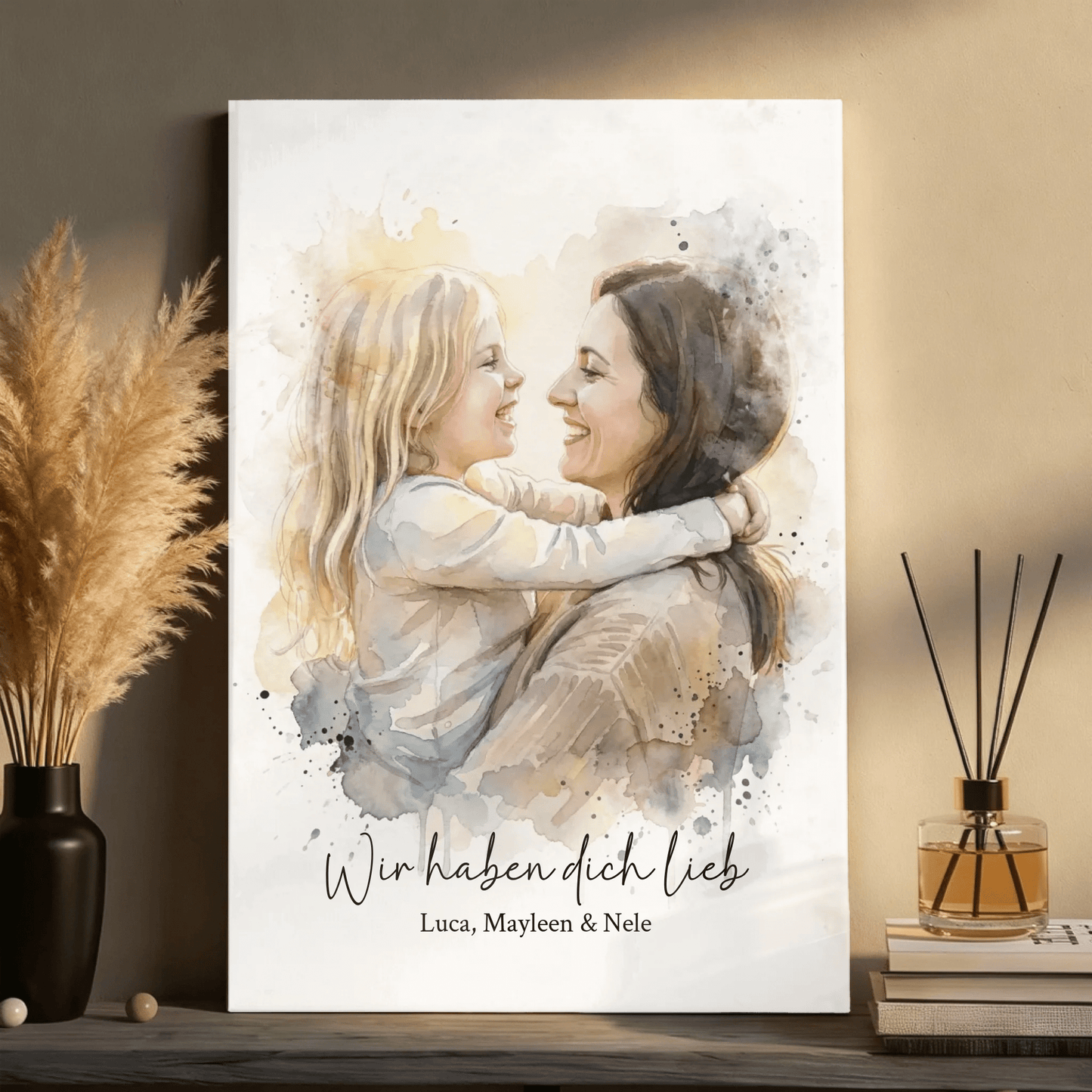 Geschenk für Mama | Euer Foto als Aquarell Leinwand - LeinwandGlück