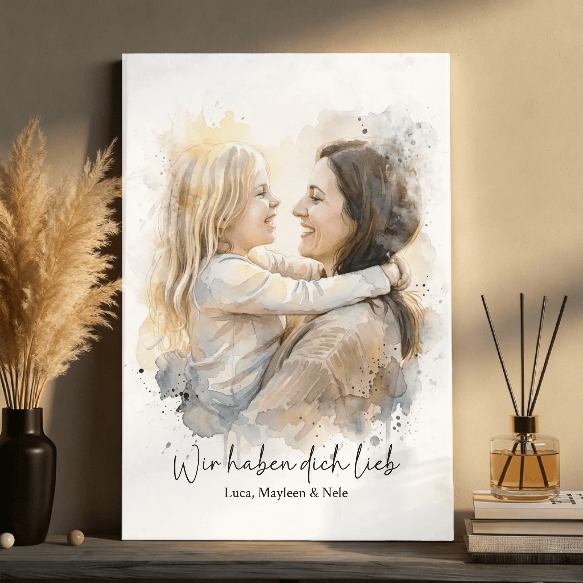 Geschenk für Mama | Euer Foto als Aquarell Leinwand - LeinwandGlück