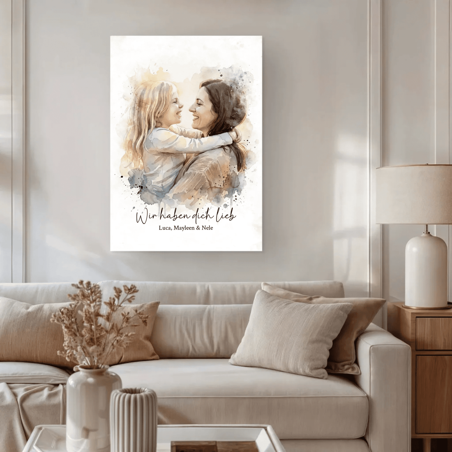 Geschenk für Mama | Euer Foto als Aquarell Leinwand - LeinwandGlück