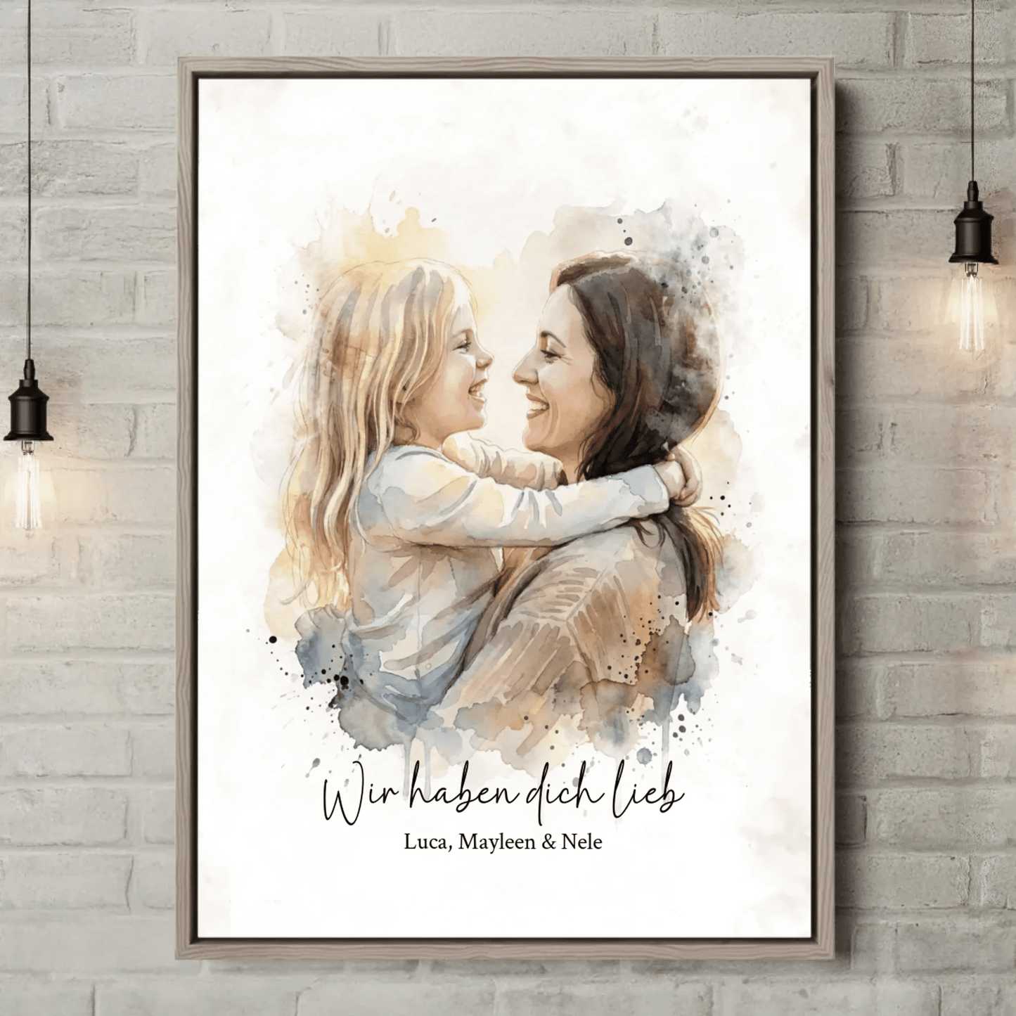 Geschenk für Mama | Euer Foto als Aquarell Leinwand - LeinwandGlück