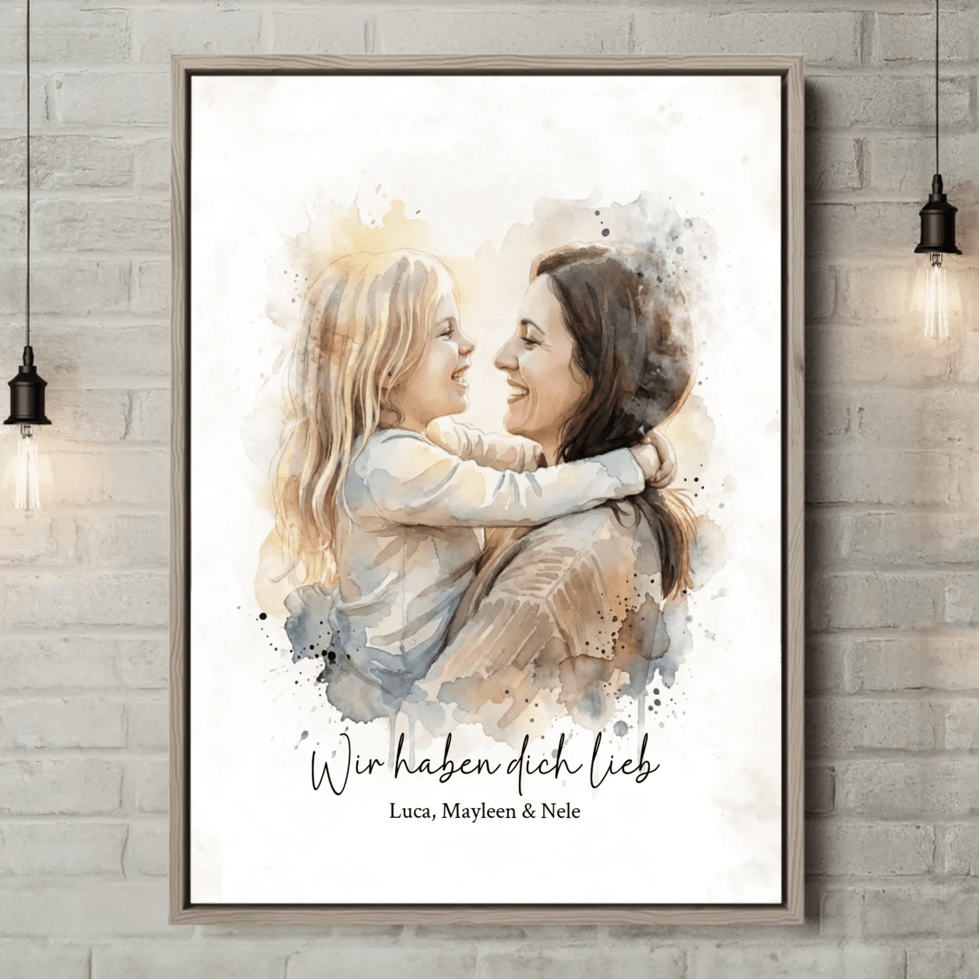Geschenk für Mama | Euer Foto als Aquarell Leinwand - LeinwandGlück