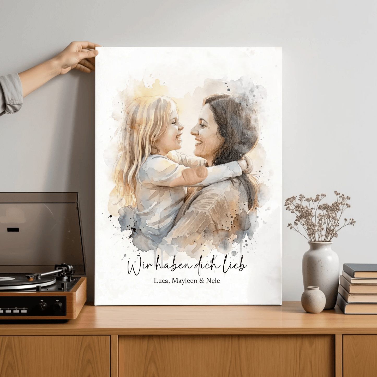 Geschenk für Mama | Euer Foto als Aquarell Leinwand - LeinwandGlück