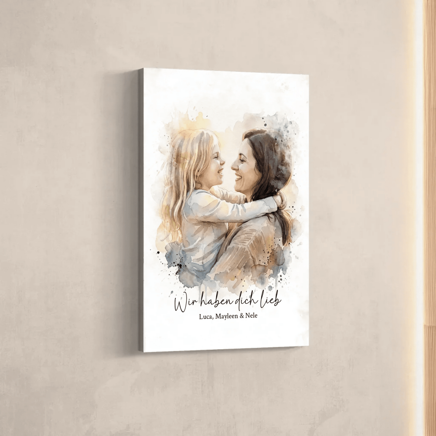 Geschenk für Mama | Euer Foto als Aquarell Leinwand - LeinwandGlück