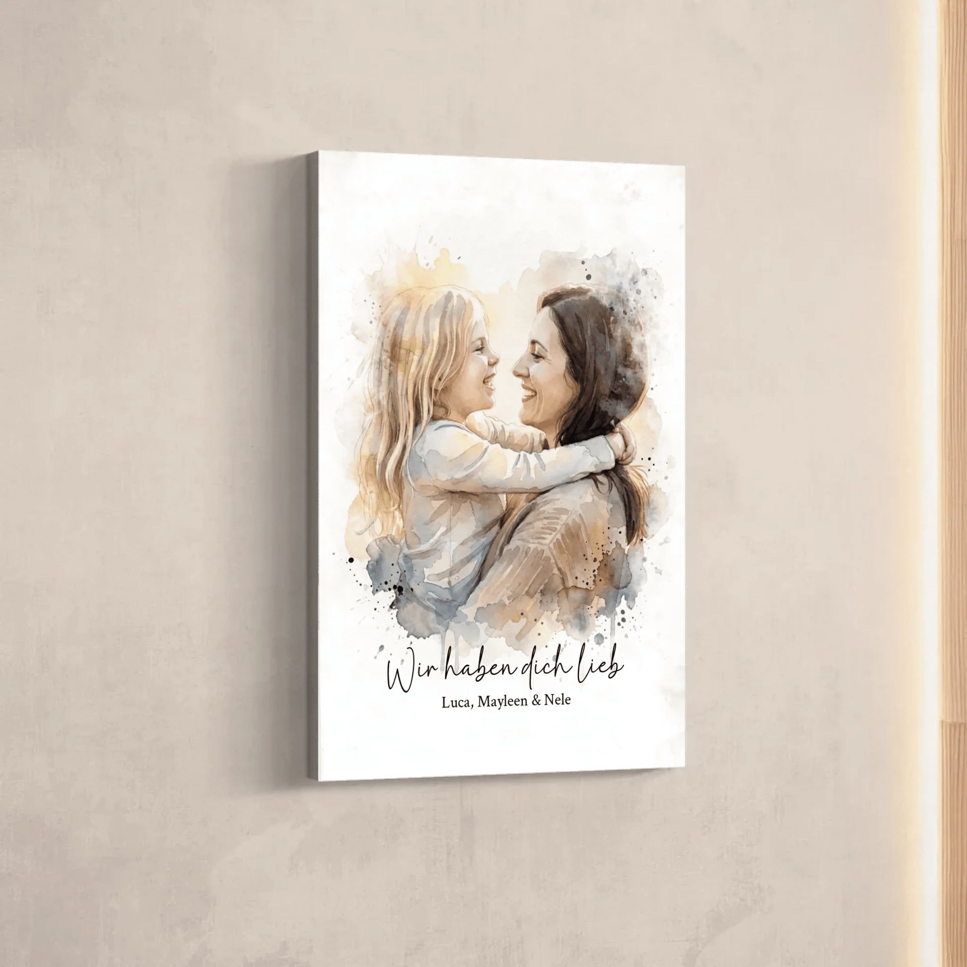 Geschenk für Mama | Euer Foto als Aquarell Leinwand - LeinwandGlück