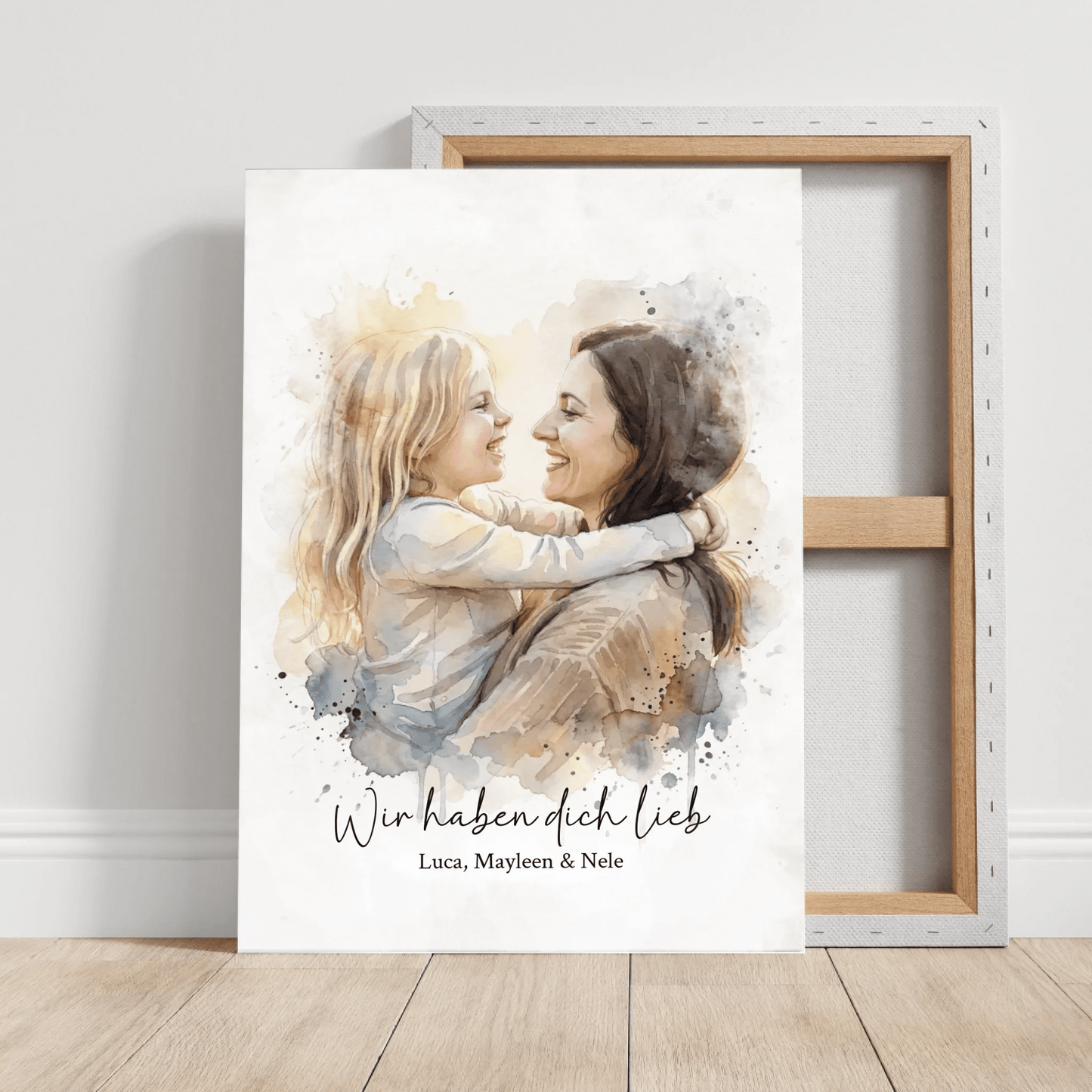 Geschenk für Mama | Euer Foto als Aquarell Leinwand - LeinwandGlück