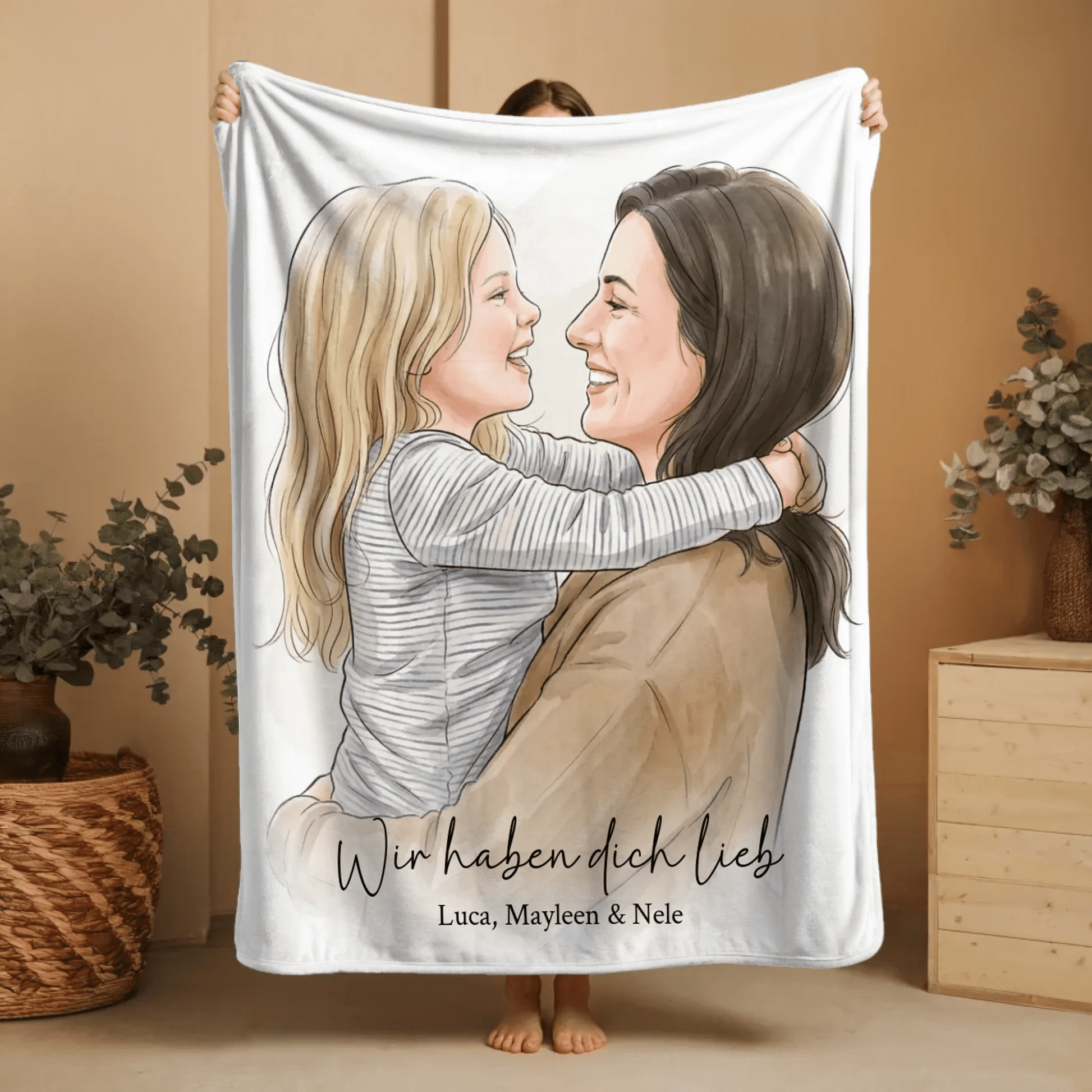 Geschenk für Mama - Euer Foto als Illustration auf Kuscheldecke - LeinwandGlück