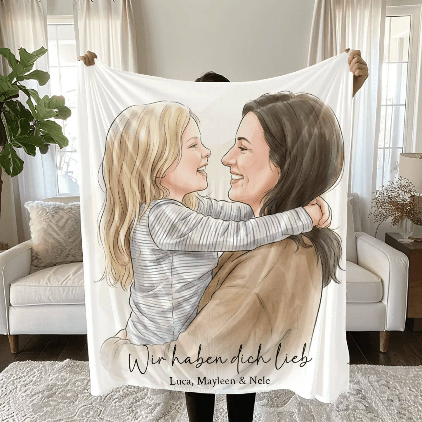 Geschenk für Mama - Euer Foto als Illustration auf Kuscheldecke - LeinwandGlück
