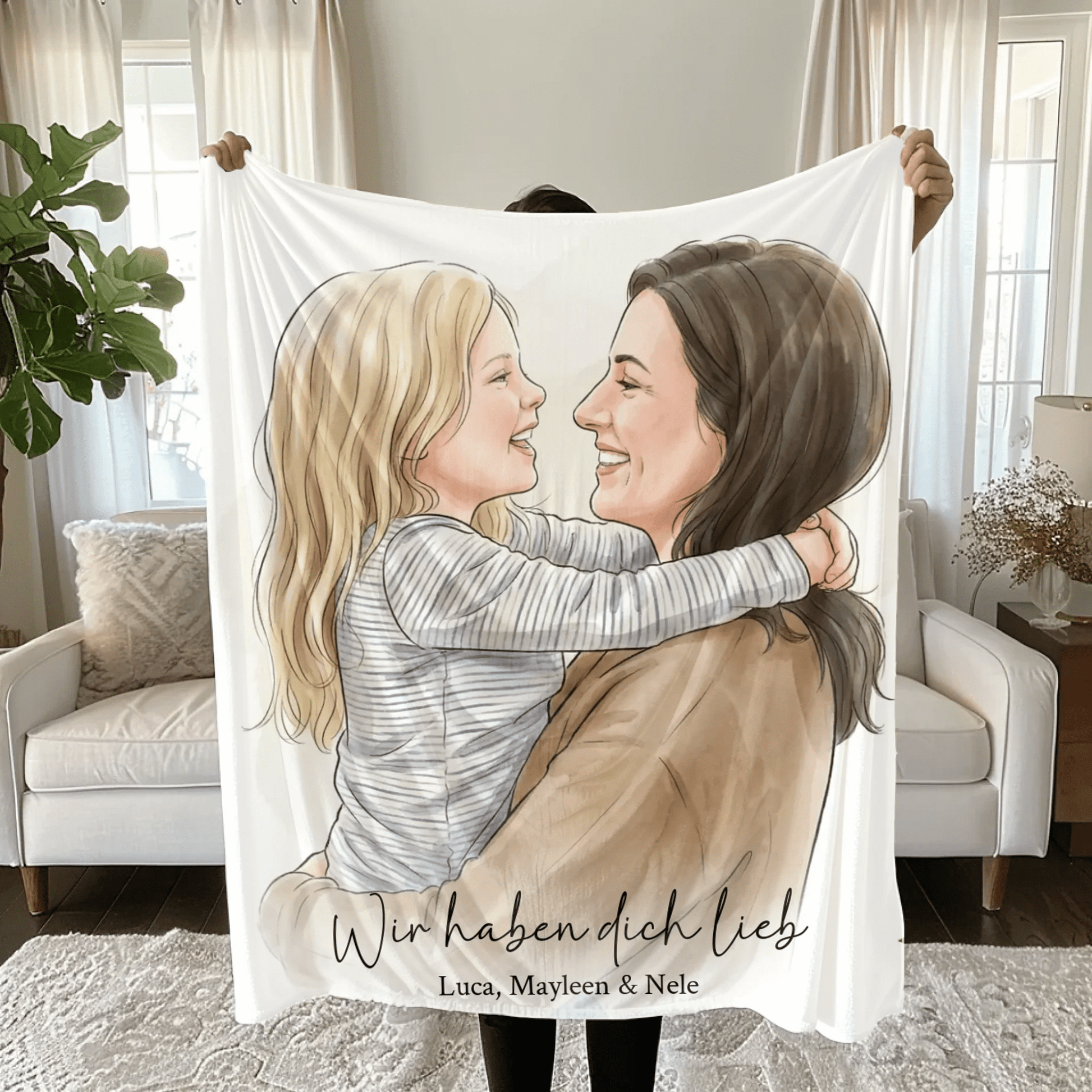 Geschenk für Mama - Euer Foto als Illustration auf Kuscheldecke - LeinwandGlück