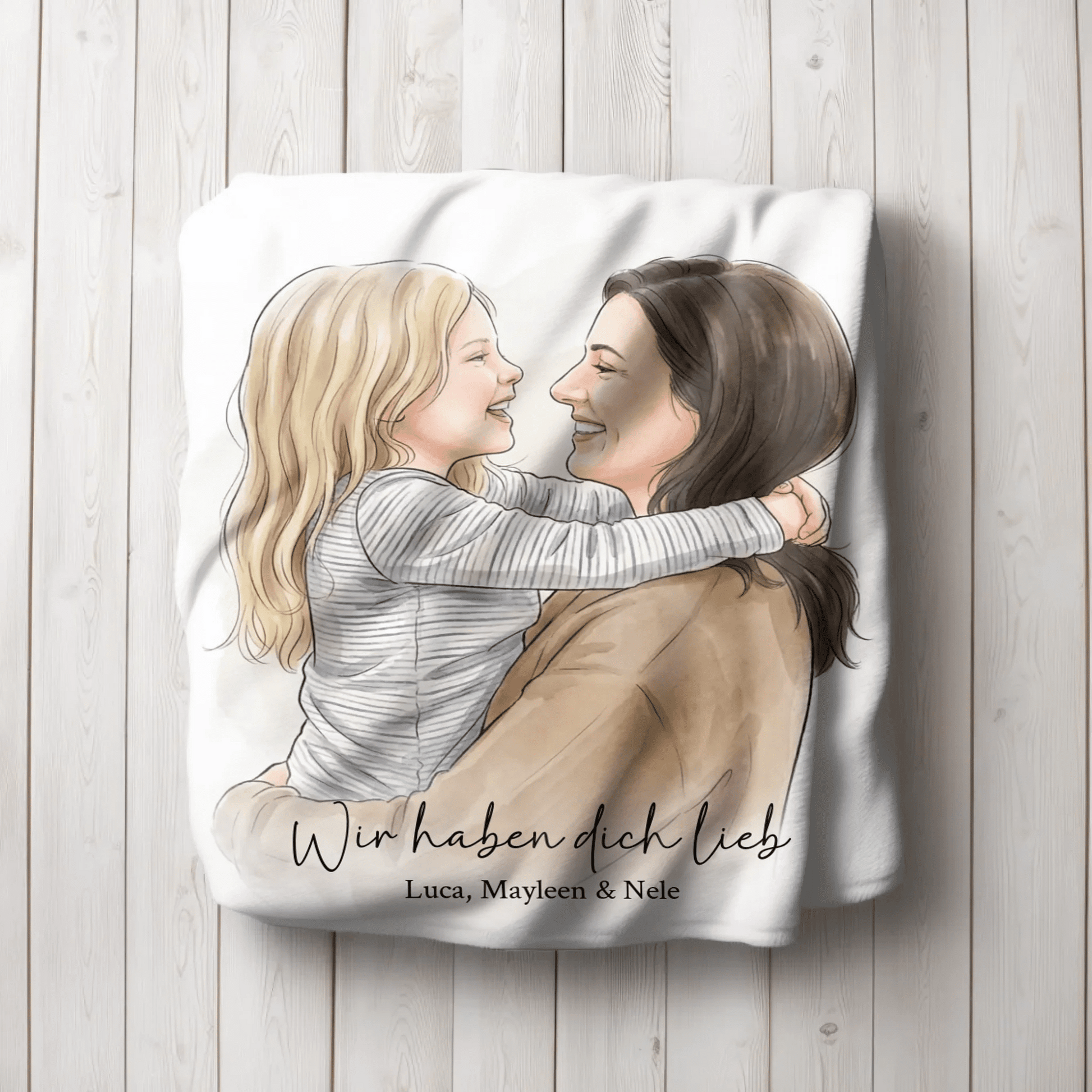 Geschenk für Mama - Euer Foto als Illustration auf Kuscheldecke - LeinwandGlück