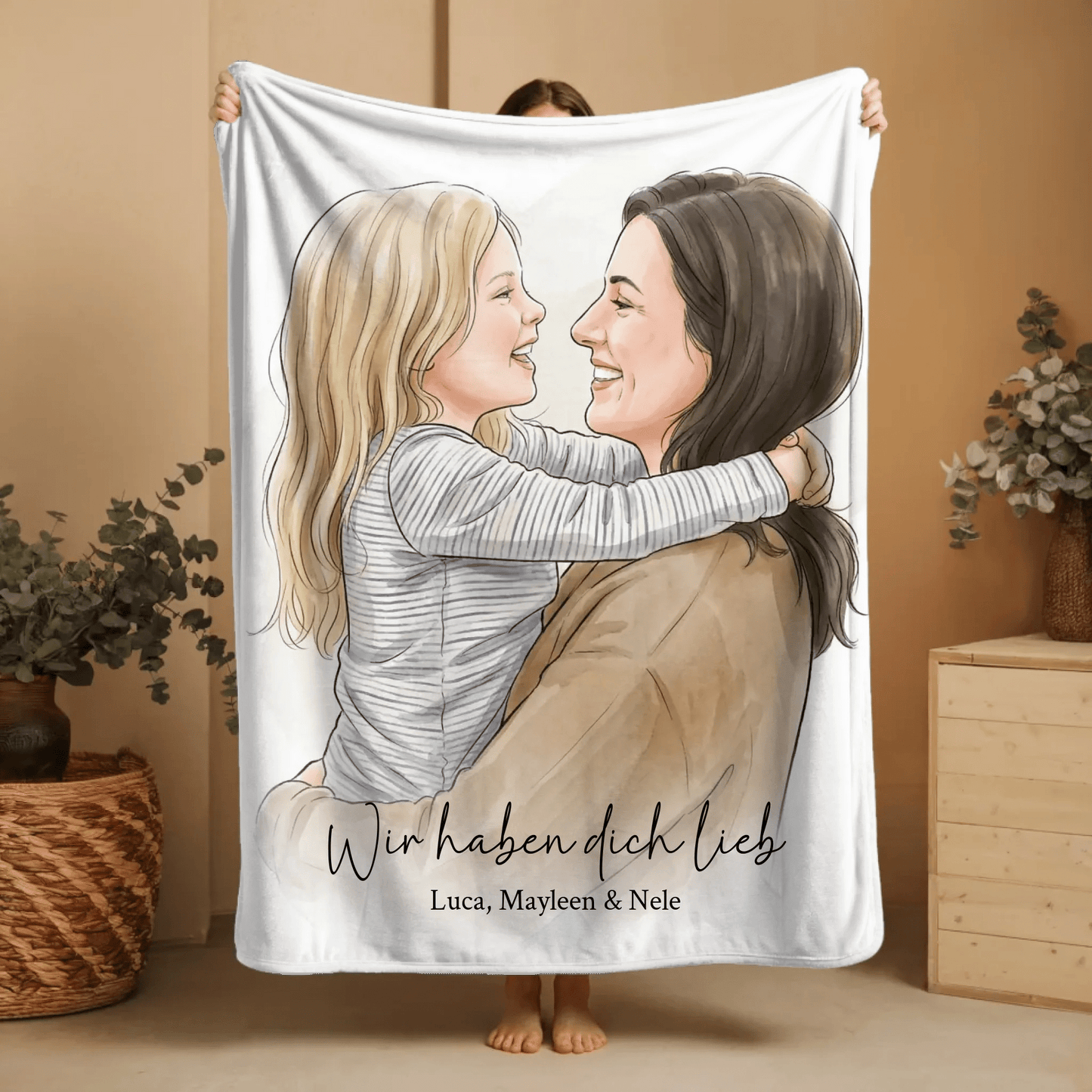 Geschenk für Mama - Euer Foto als Illustration auf Kuscheldecke - LeinwandGlück
