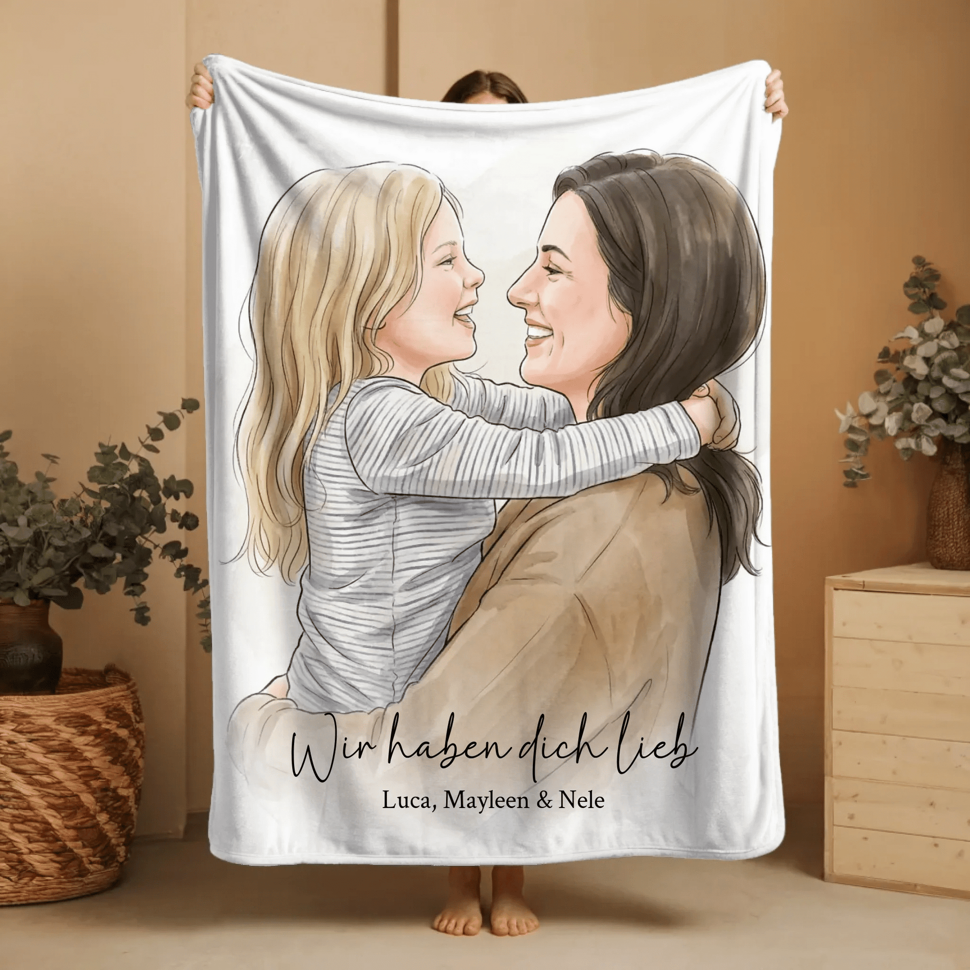 Geschenk für Mama - Euer Foto als Illustration auf Kuscheldecke - LeinwandGlück