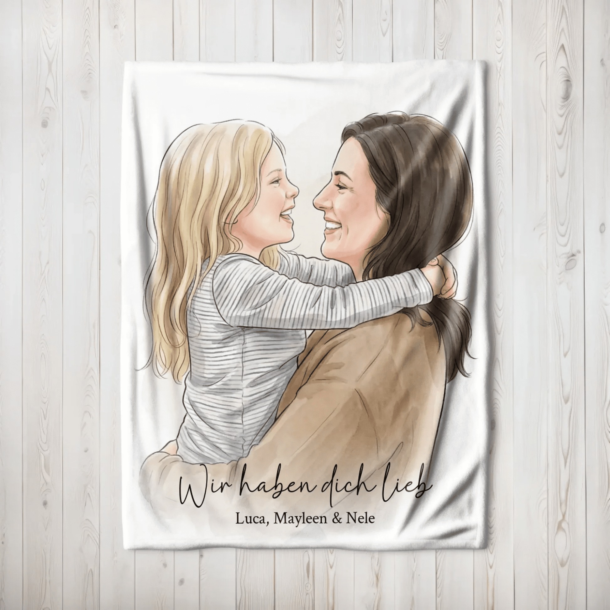 Geschenk für Mama - Euer Foto als Illustration auf Kuscheldecke - LeinwandGlück