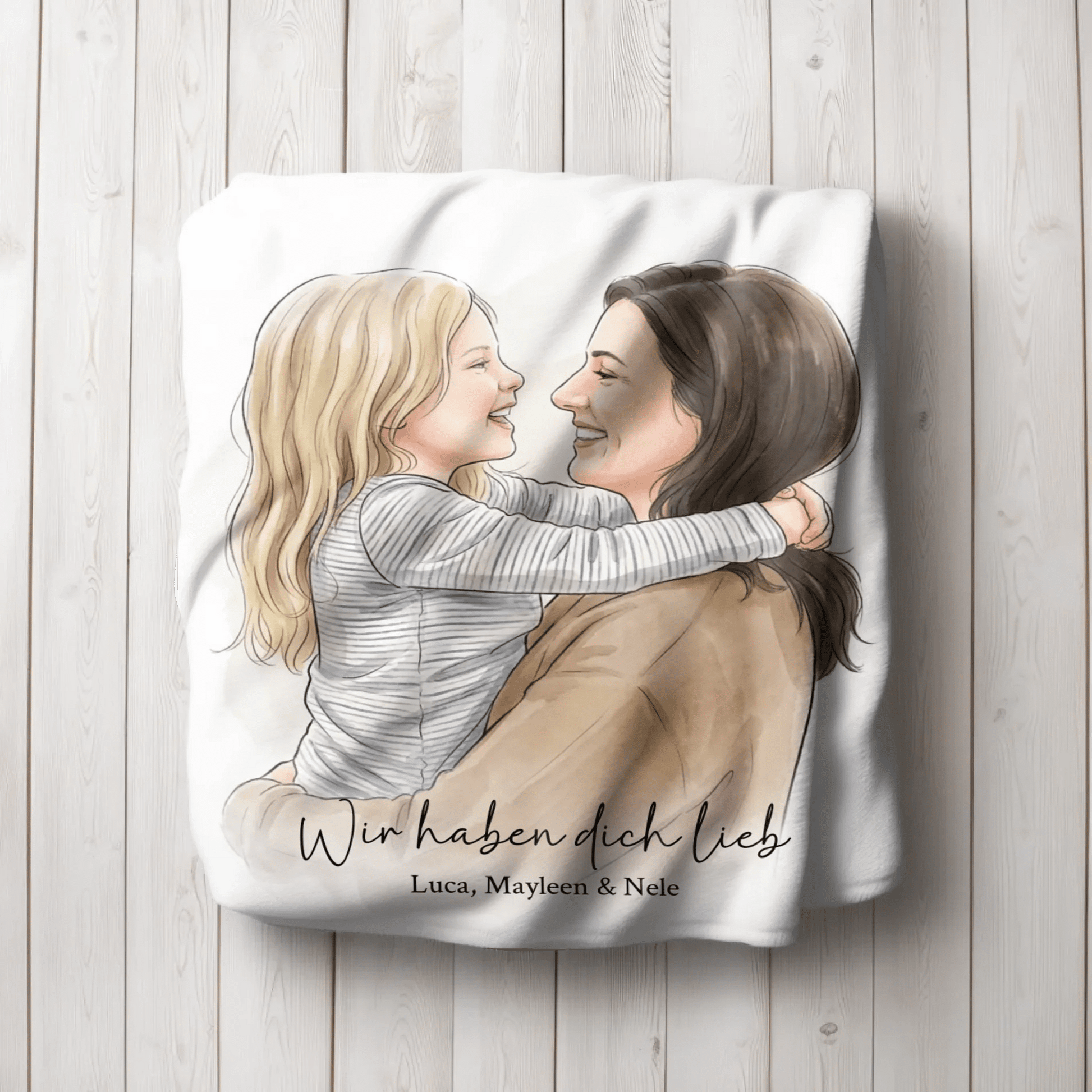 Geschenk für Mama - Euer Foto als Illustration auf Kuscheldecke - LeinwandGlück