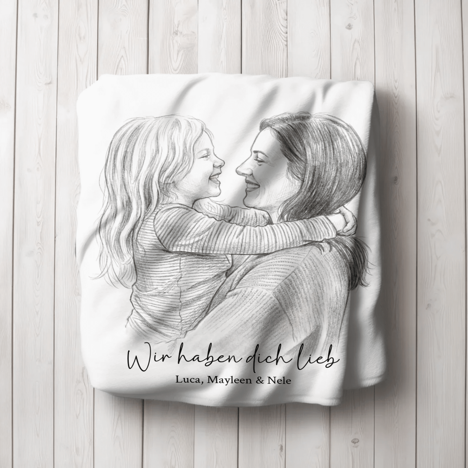 Geschenk für Mama - Euer Foto als Zeichnung - LeinwandGlück