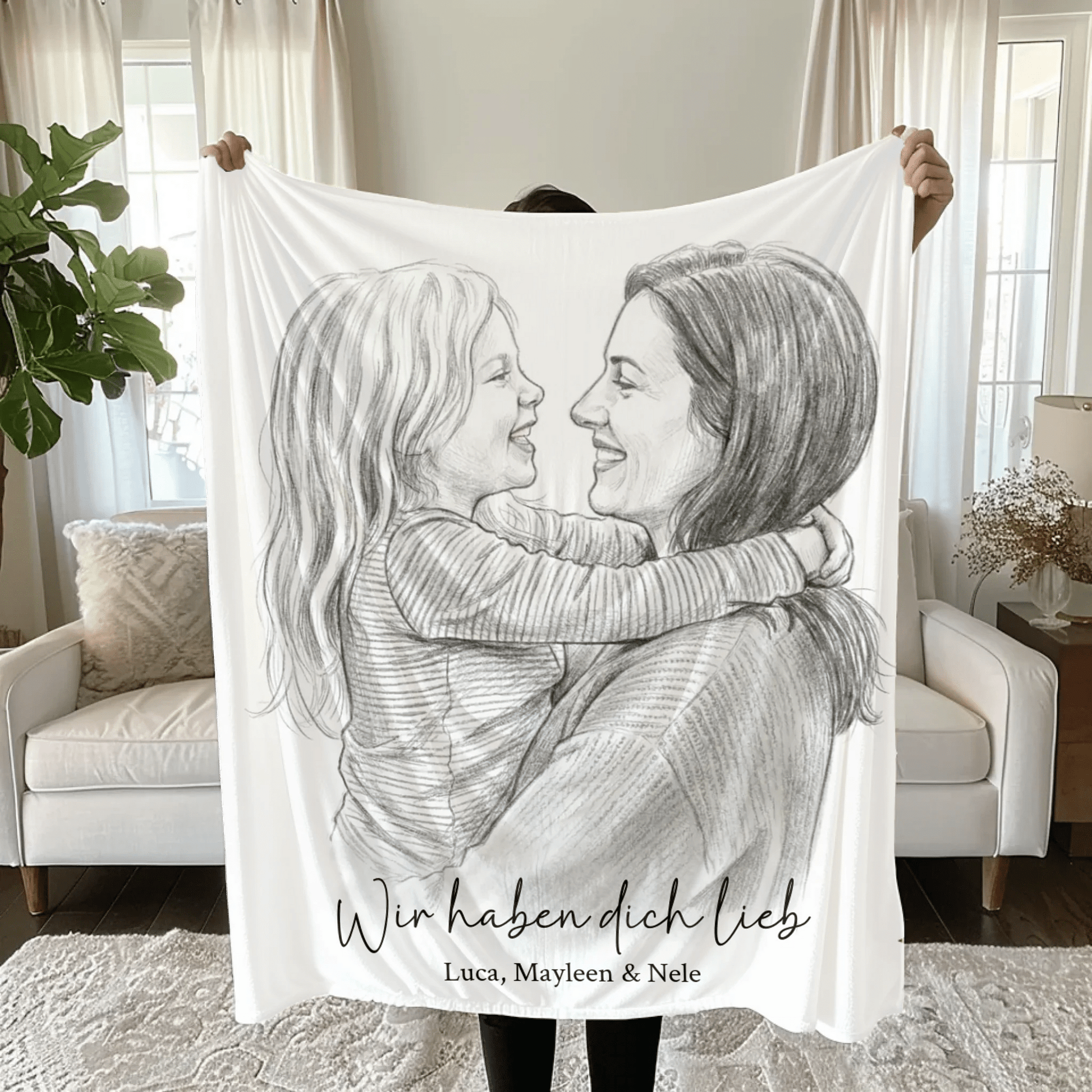 Geschenk für Mama - Euer Foto als Zeichnung - LeinwandGlück