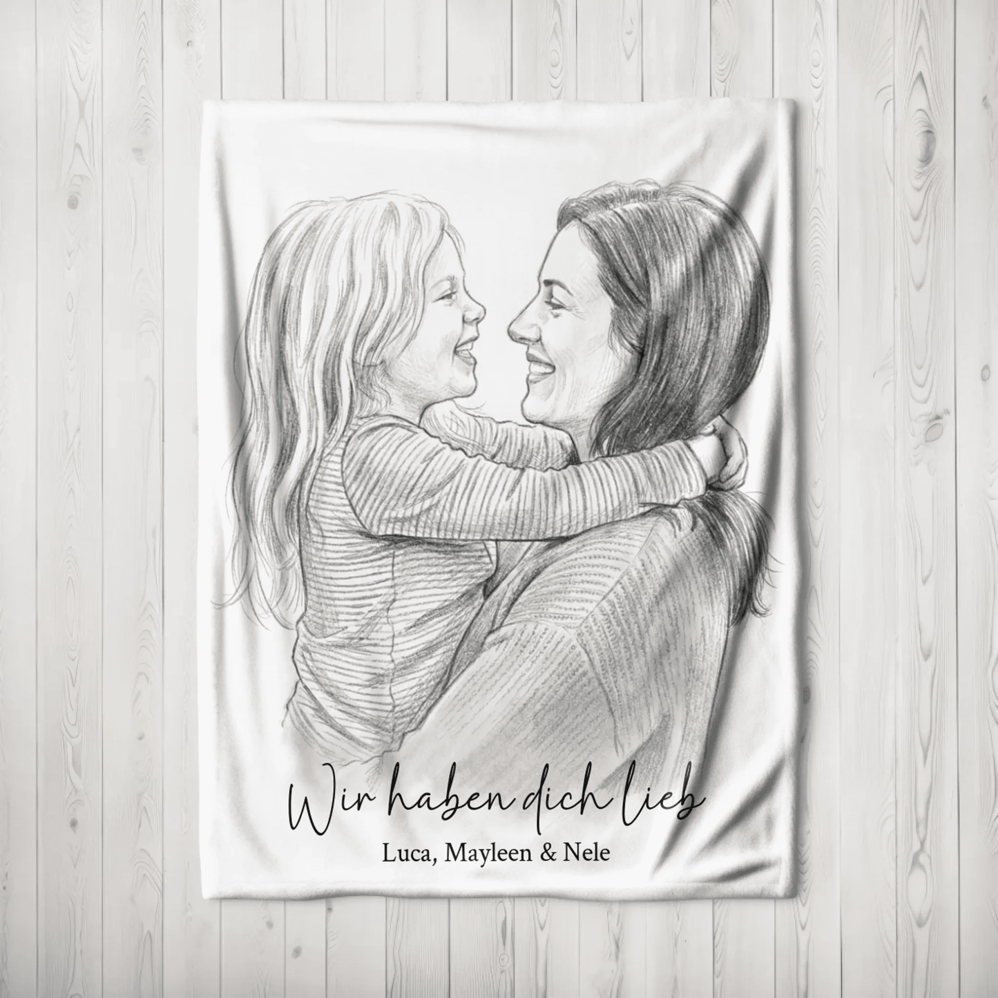 Geschenk für Mama - Euer Foto als Zeichnung - LeinwandGlück