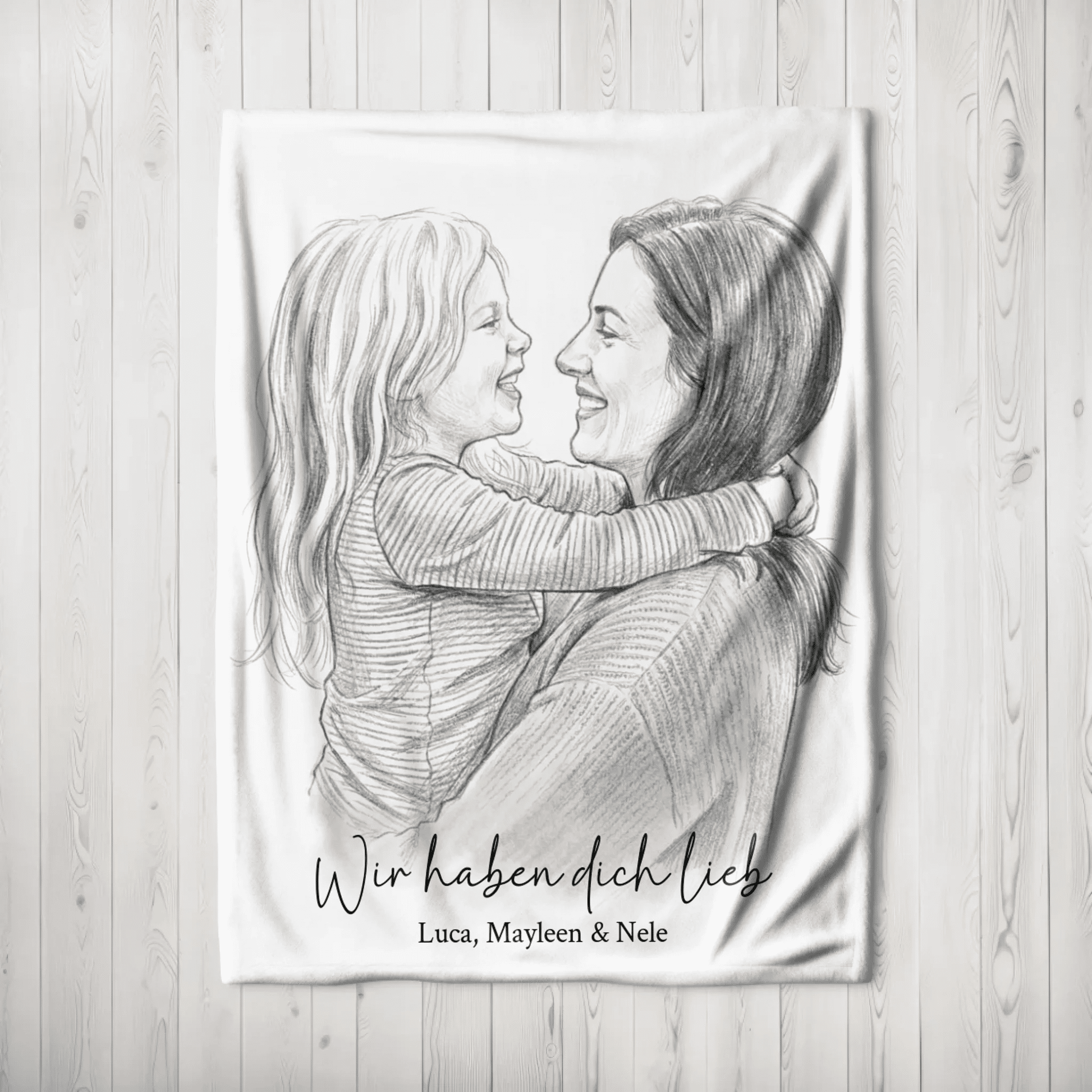 Geschenk für Mama - Euer Foto als Zeichnung - LeinwandGlück