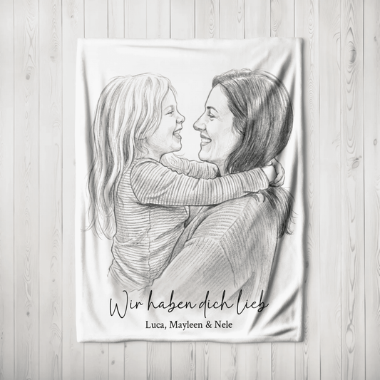 Geschenk für Mama - Euer Foto als Zeichnung - LeinwandGlück