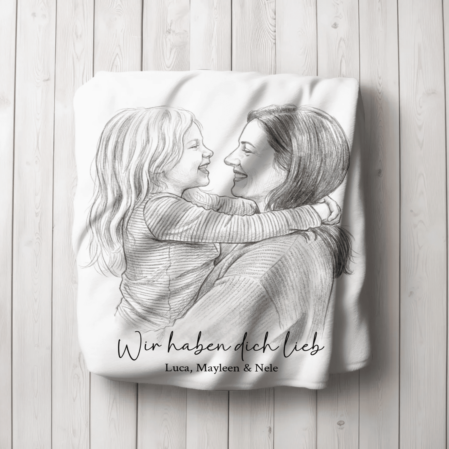 Geschenk für Mama - Euer Foto als Zeichnung - LeinwandGlück