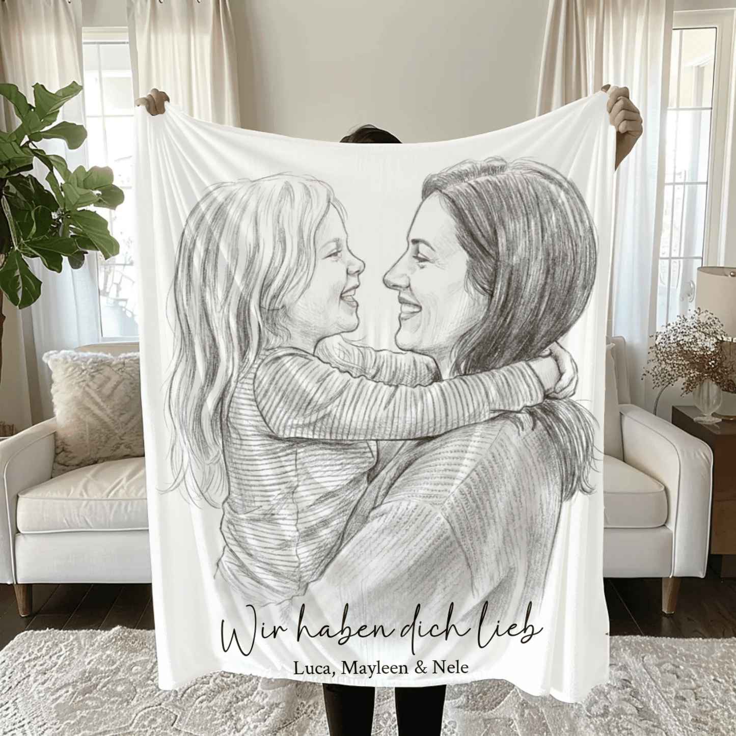 Geschenk für Mama - Euer Foto als Zeichnung - LeinwandGlück