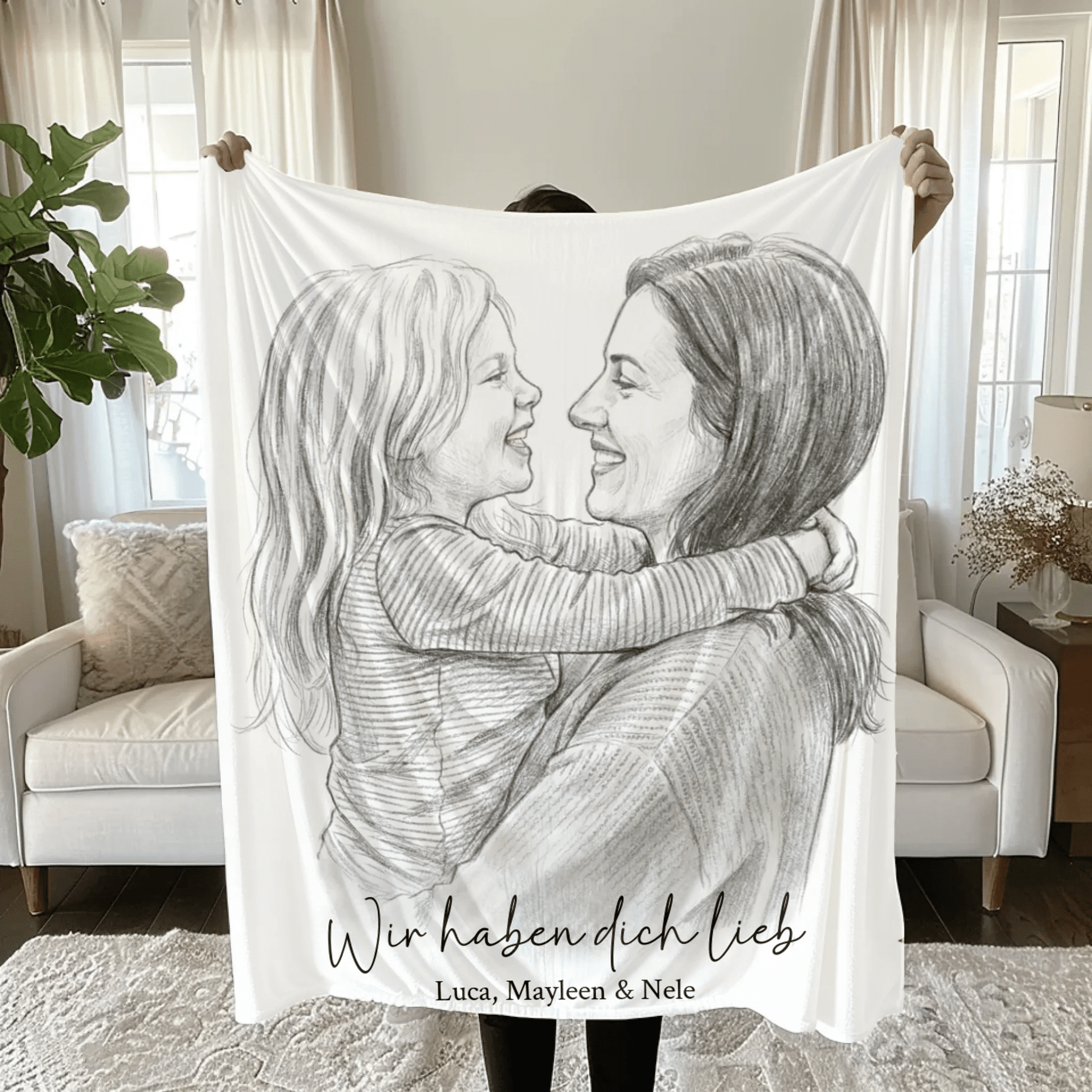 Geschenk für Mama - Euer Foto als Zeichnung - LeinwandGlück