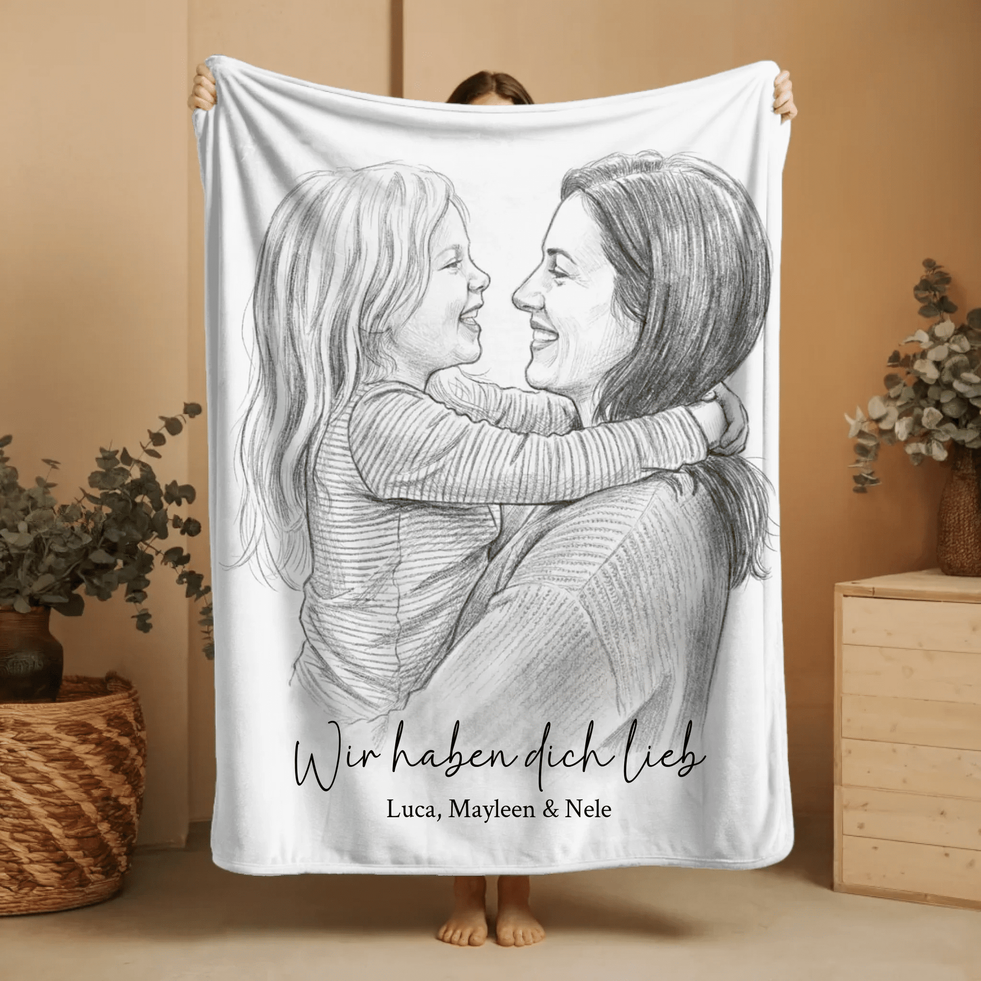 Geschenk für Mama - Euer Foto als Zeichnung - LeinwandGlück