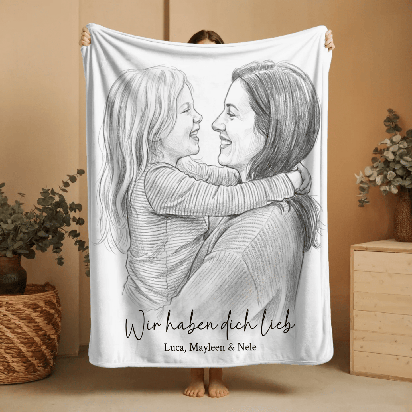 Geschenk für Mama - Euer Foto als Zeichnung - LeinwandGlück