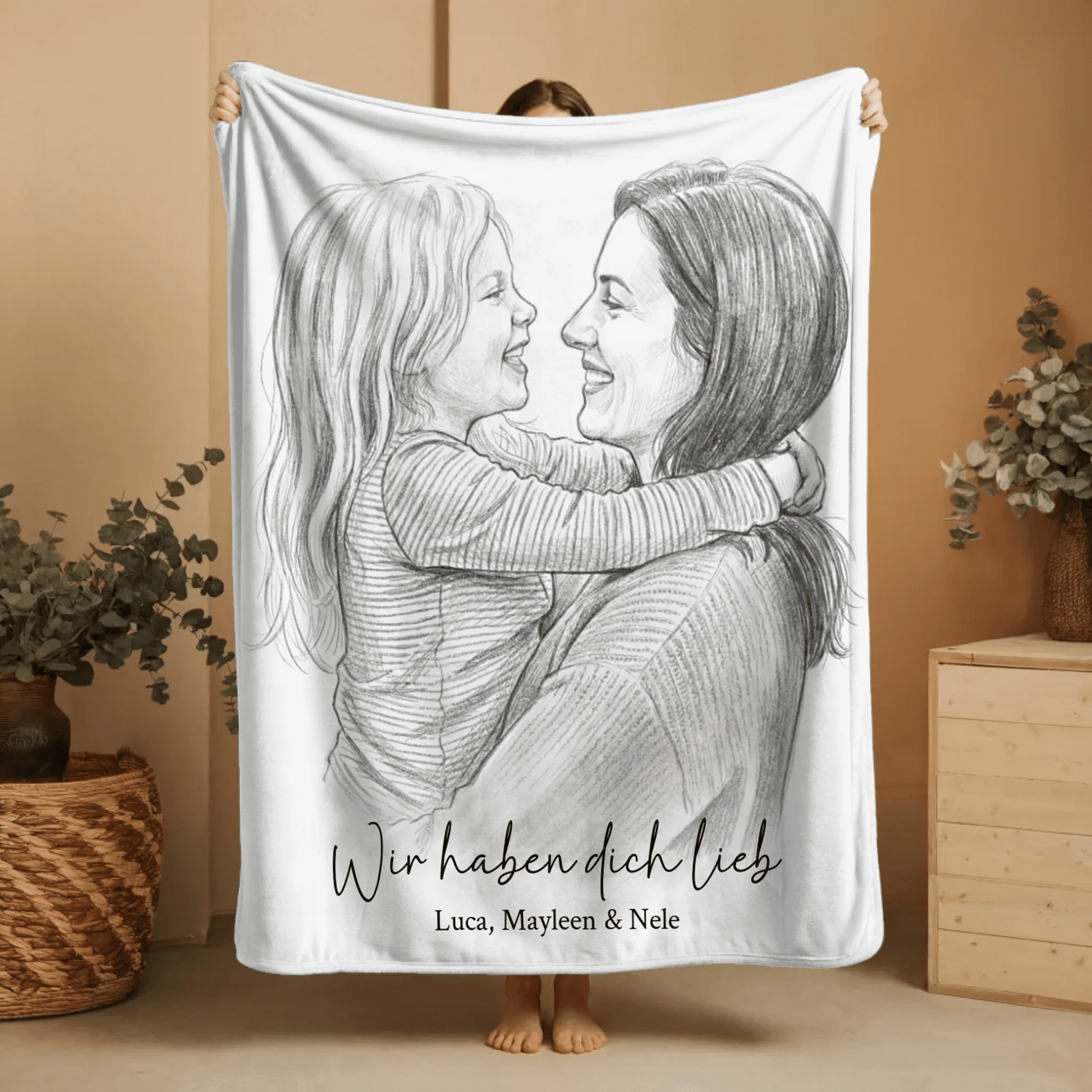 Geschenk für Mama - Euer Foto als Zeichnung - LeinwandGlück