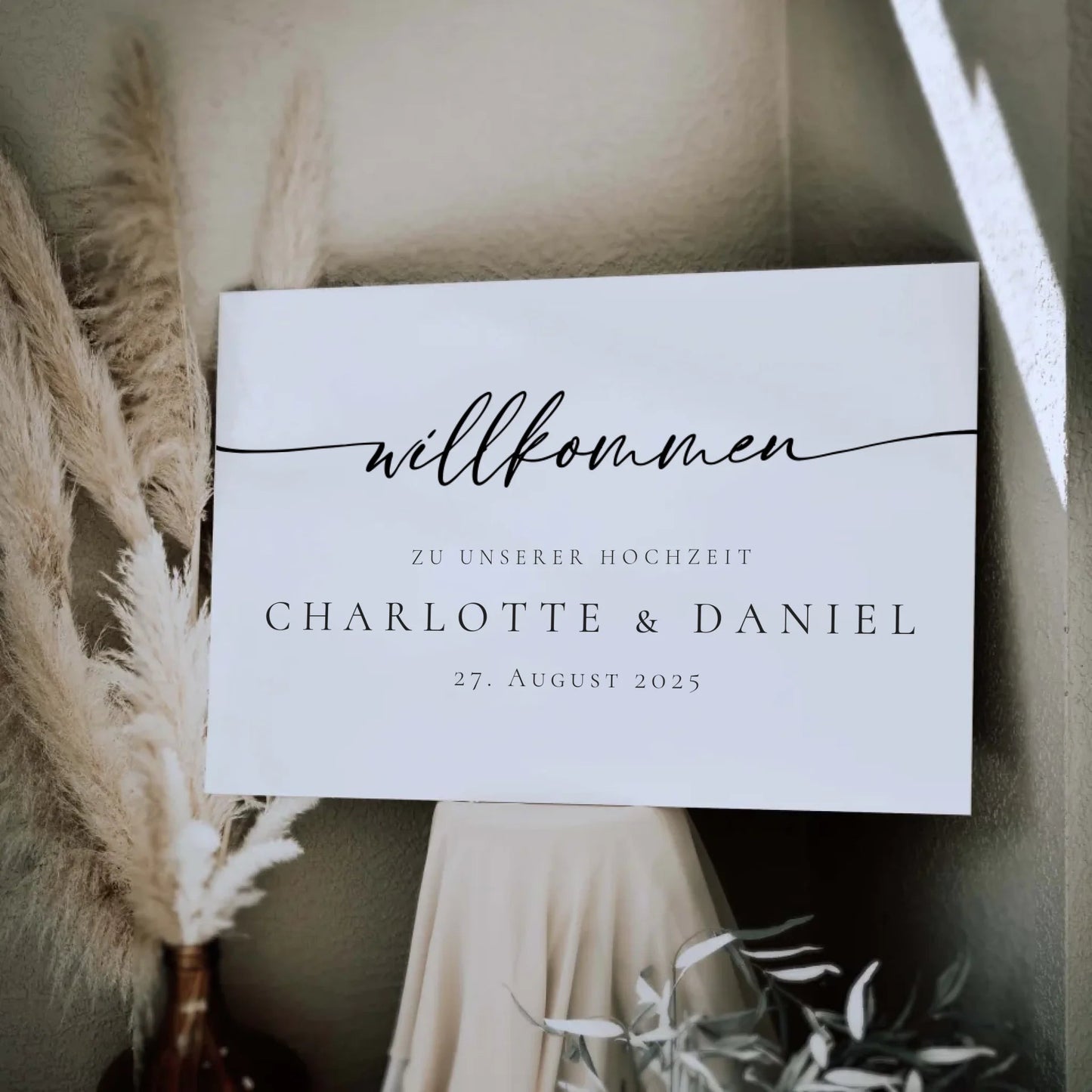 Hochzeitsschild - "Charlotte" - LeinwandGlück