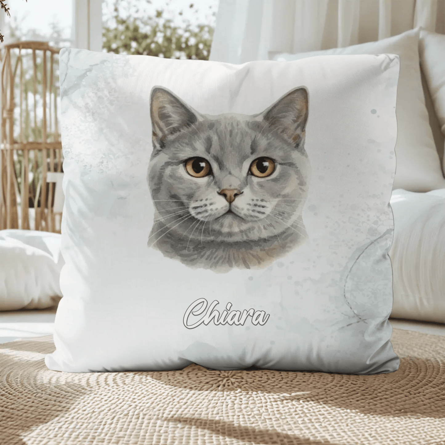 Katze Fotokissen Aquarell - LeinwandGlück