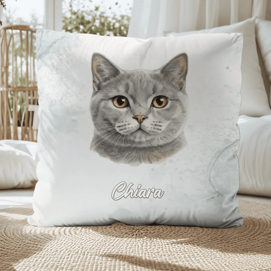 Katze Fotokissen Aquarell - LeinwandGlück