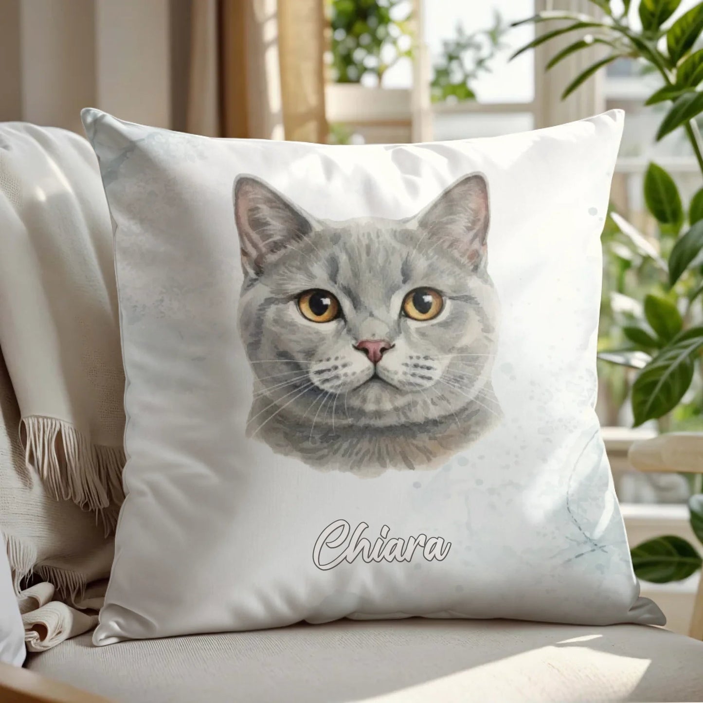 Katze Fotokissen Aquarell - LeinwandGlück