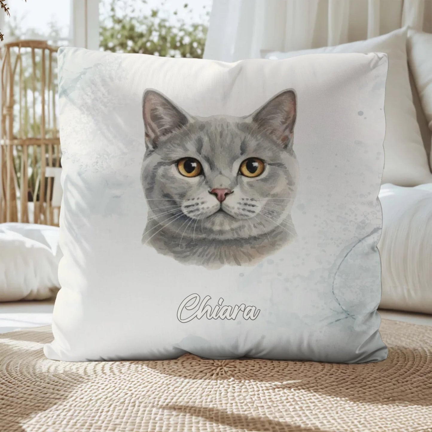 Katze Fotokissen Aquarell - LeinwandGlück